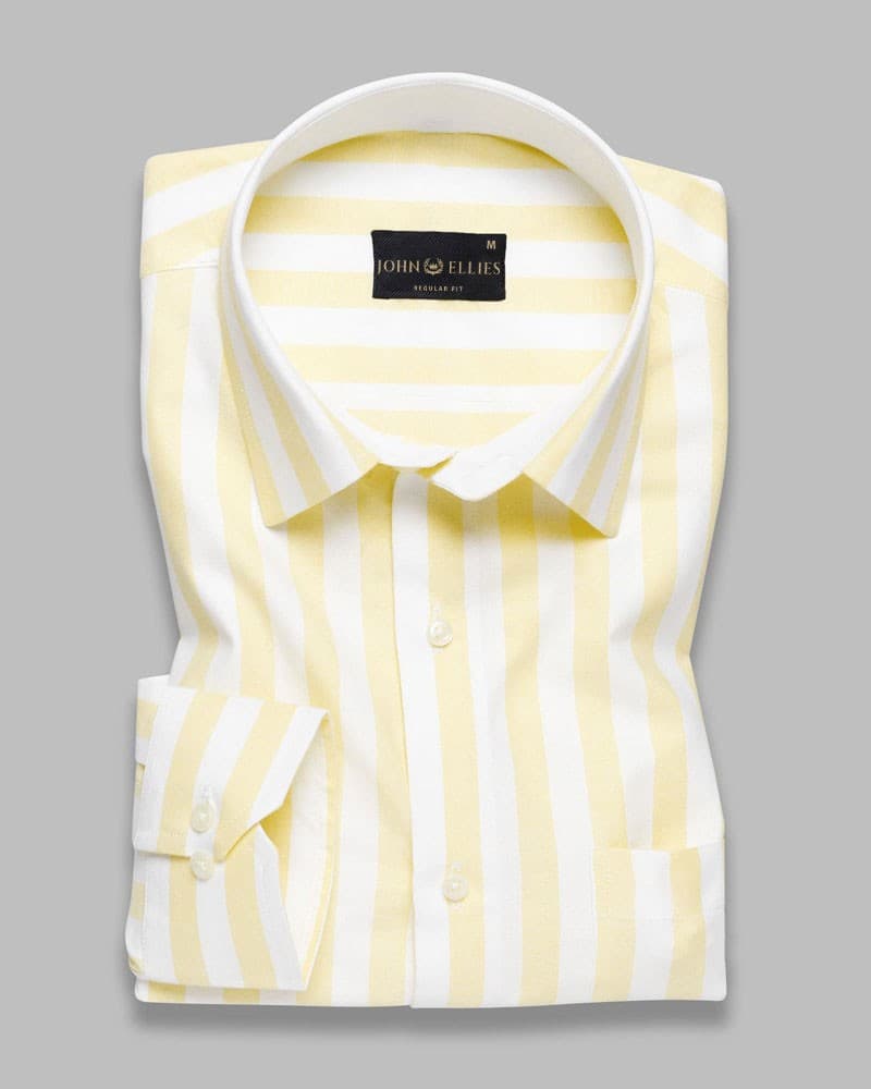 Yellow With White Striped Super Soft Cotton Shirt