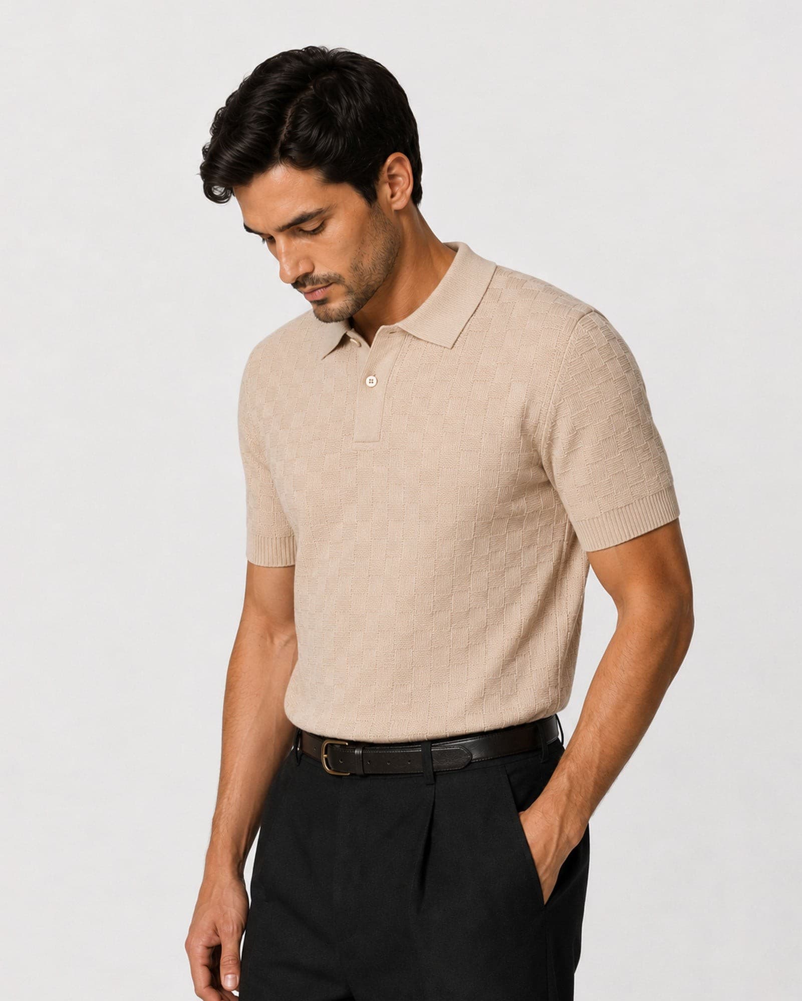 Caelum Cream Cotton Polo T-Shirt