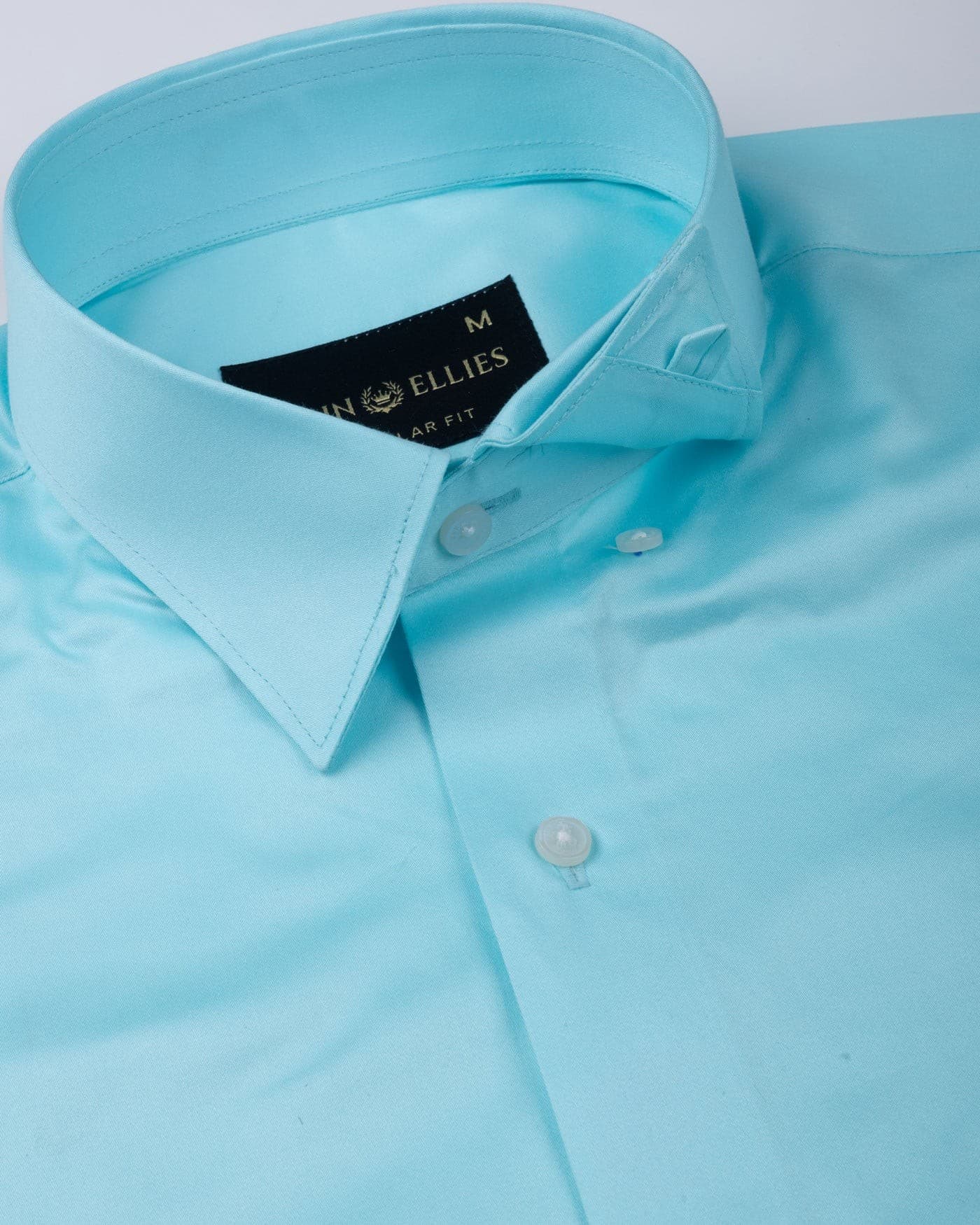 Rostin Cyan Hidden Button Down Giza Cotton Shirt