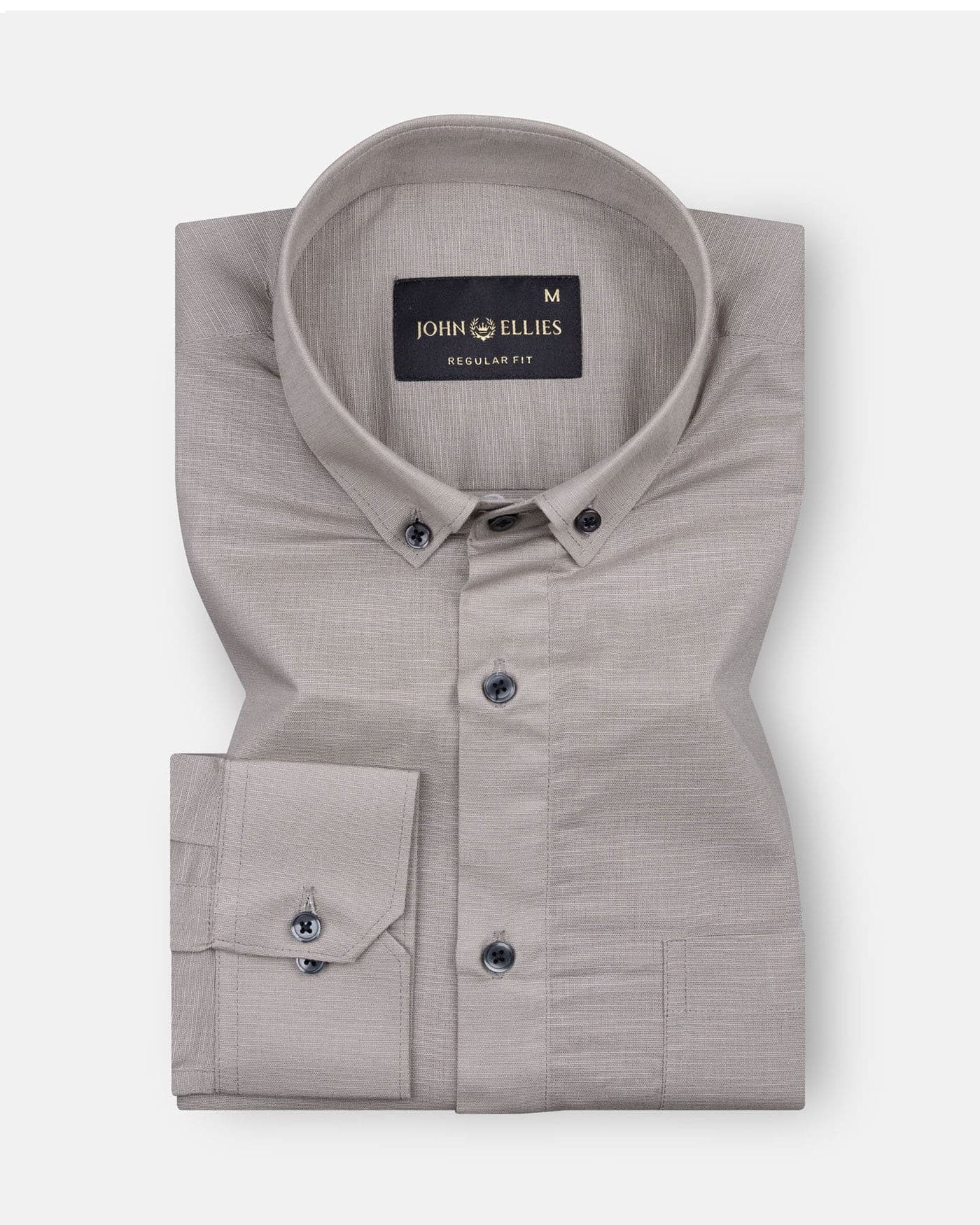 Lynthor Tan Plain Linen Button Down Shirt