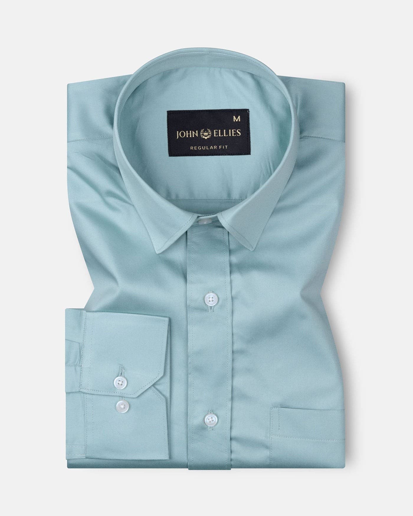 Frendix Powder Green Front Placket Giza Cotton Shirt