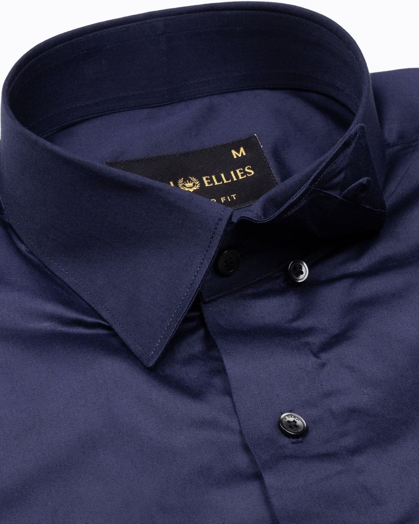 Rostin Navy Blue Hidden Button Down Giza Cotton Shirt