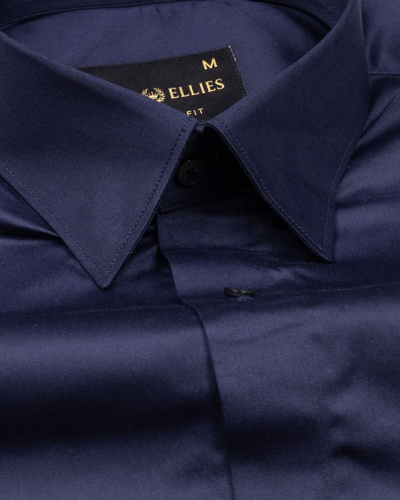 Rostin Navy Blue Hidden Button Down Giza Cotton Shirt