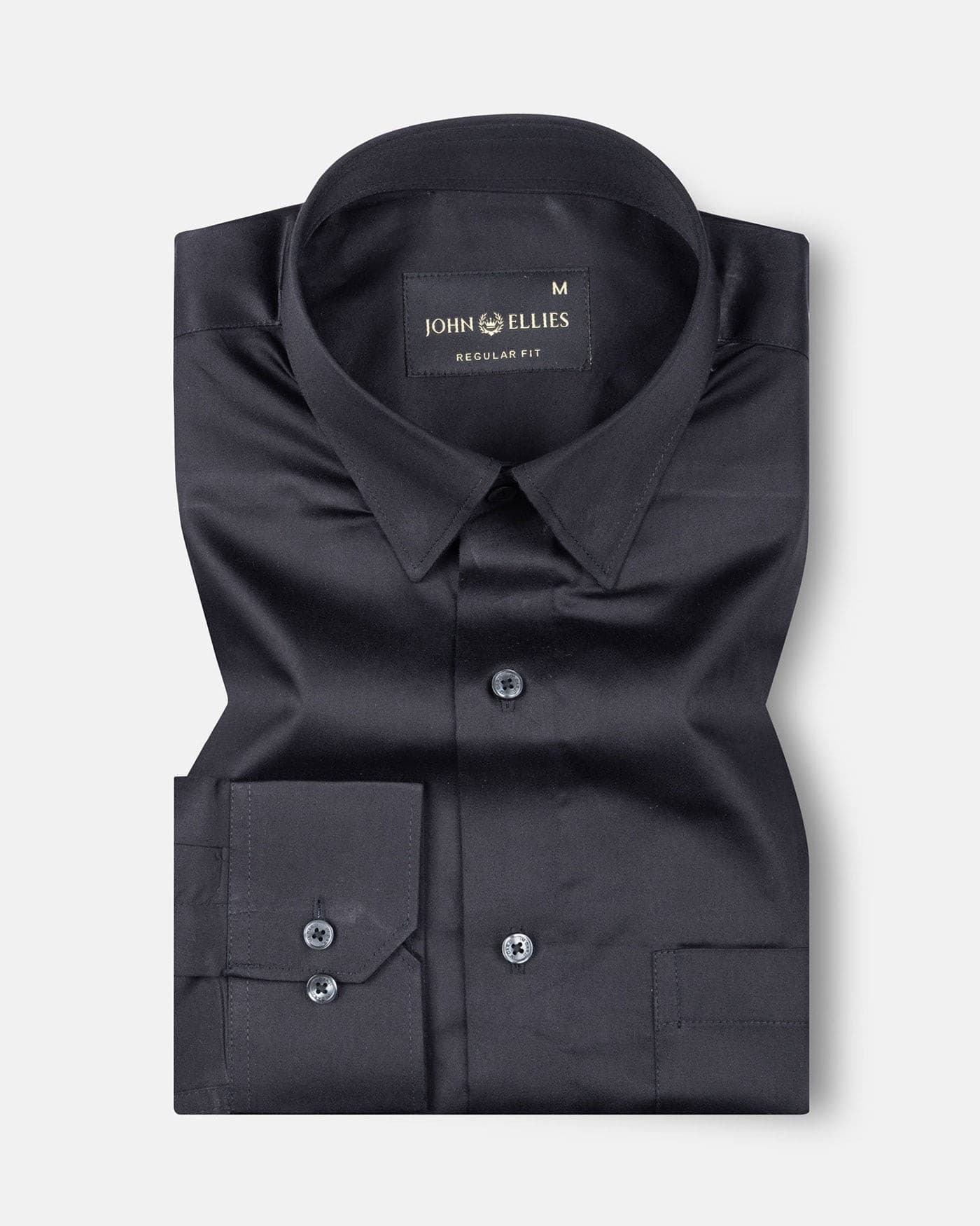 Rostin Black Hidden Button Down Giza Cotton Shirt