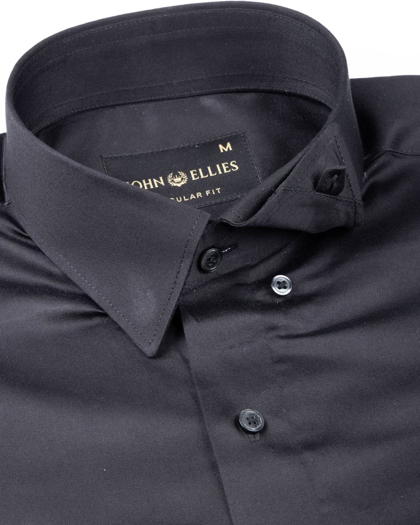 Rostin Black Hidden Button Down Giza Cotton Shirt