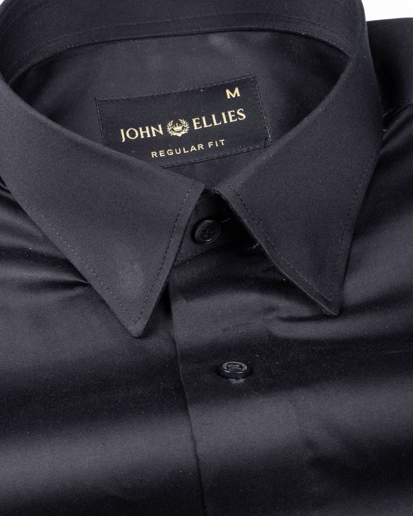 Rostin Black Hidden Button Down Giza Cotton Shirt