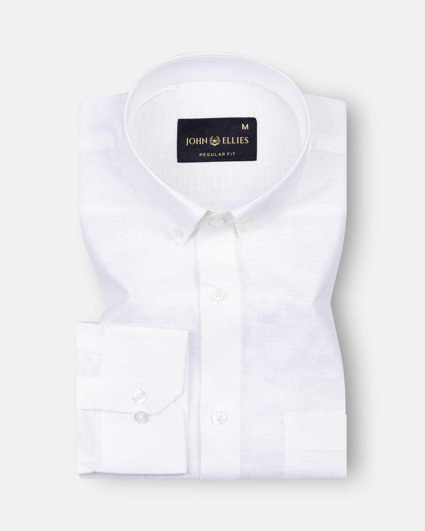 Lynthor White Plain Linen Button Down Shirt