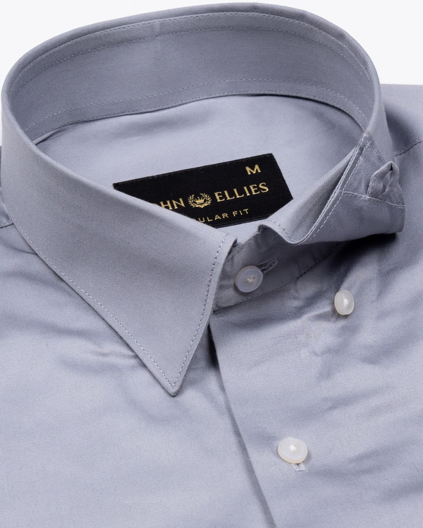 Rostin Silver Hidden Button Down Giza Cotton Shirt
