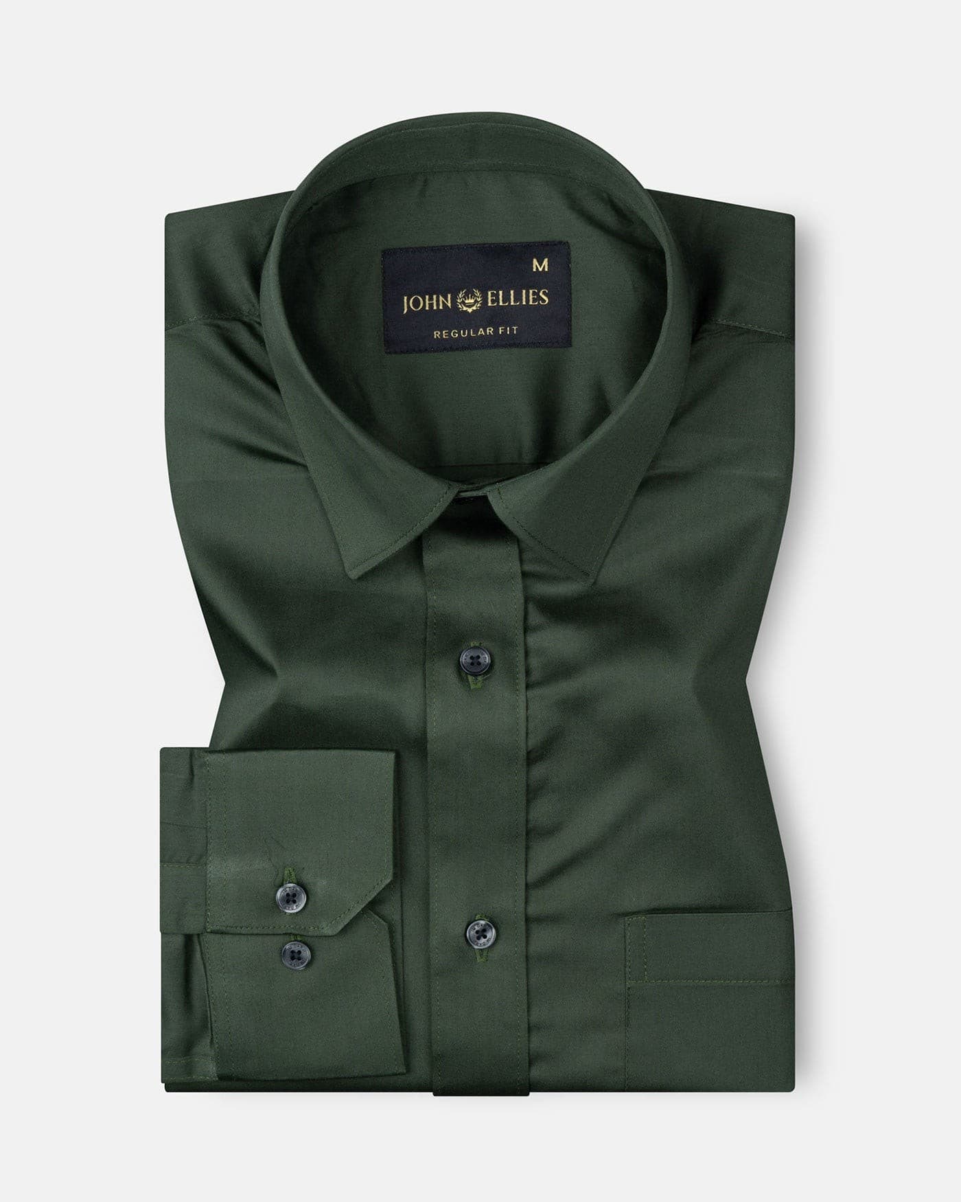 Frendix Green Front Placket Giza Cotton Shirt