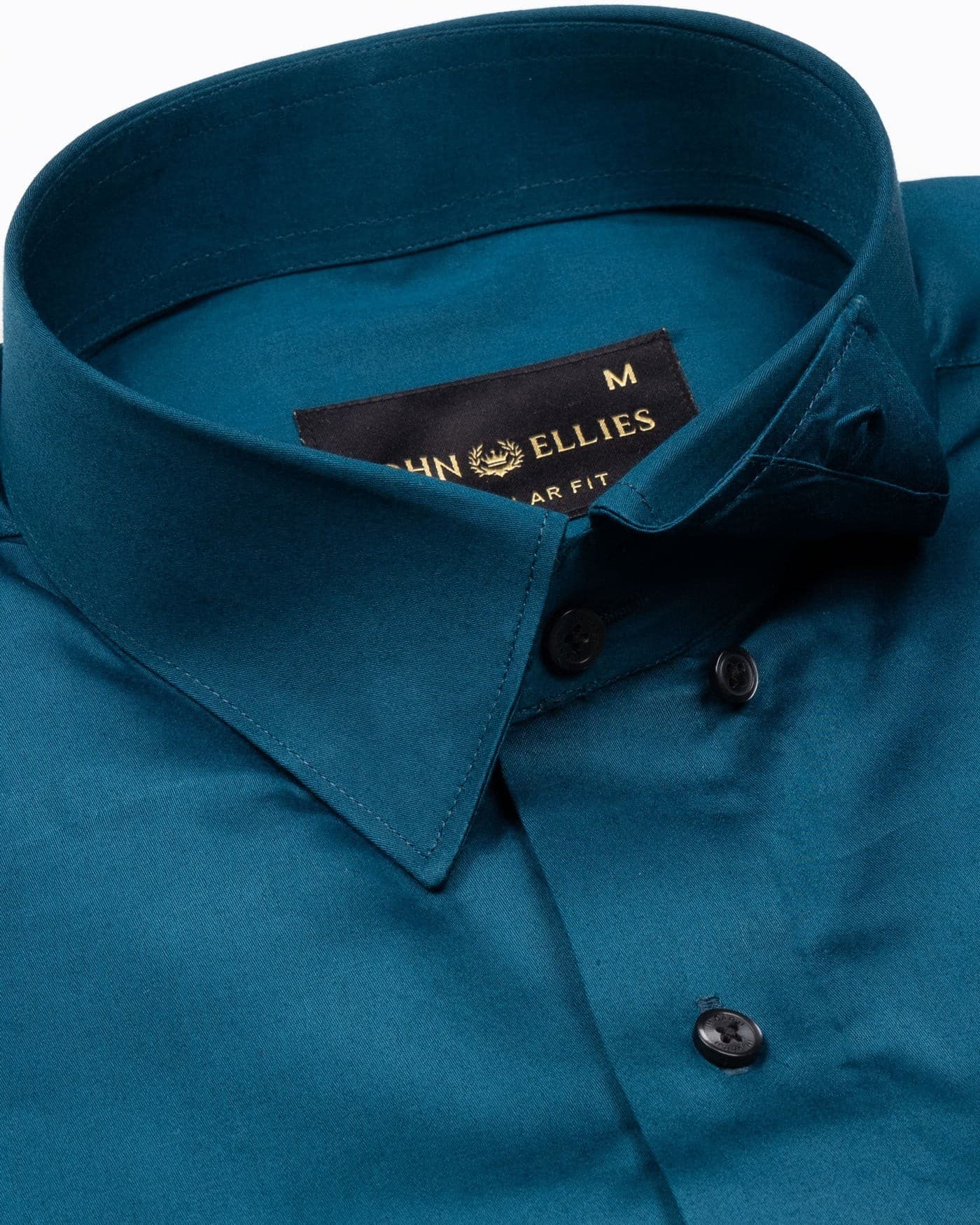 Rostin Teal Hidden Button Down Giza Cotton Shirt