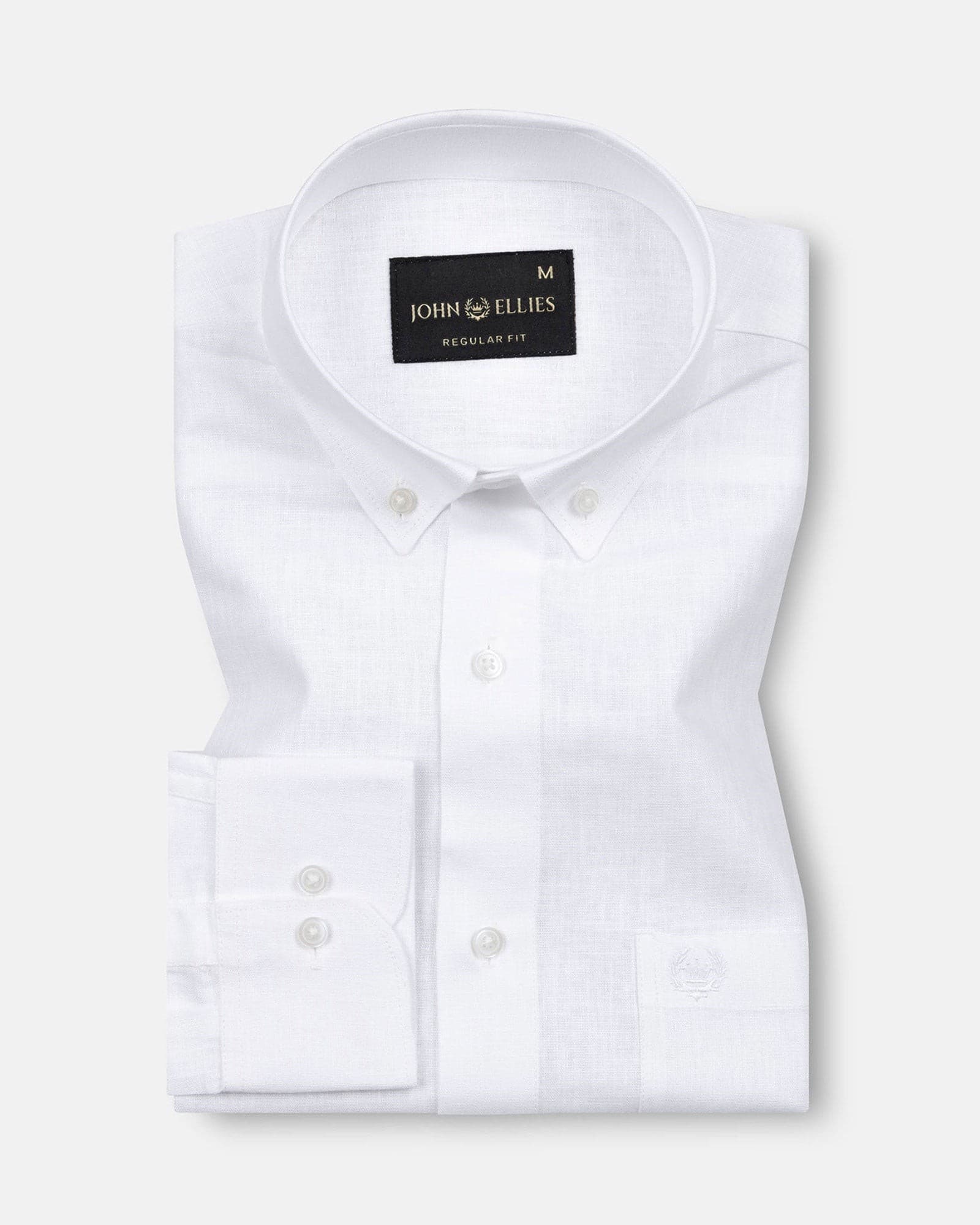 Airloom White Plain Linen Button Down Shirt
