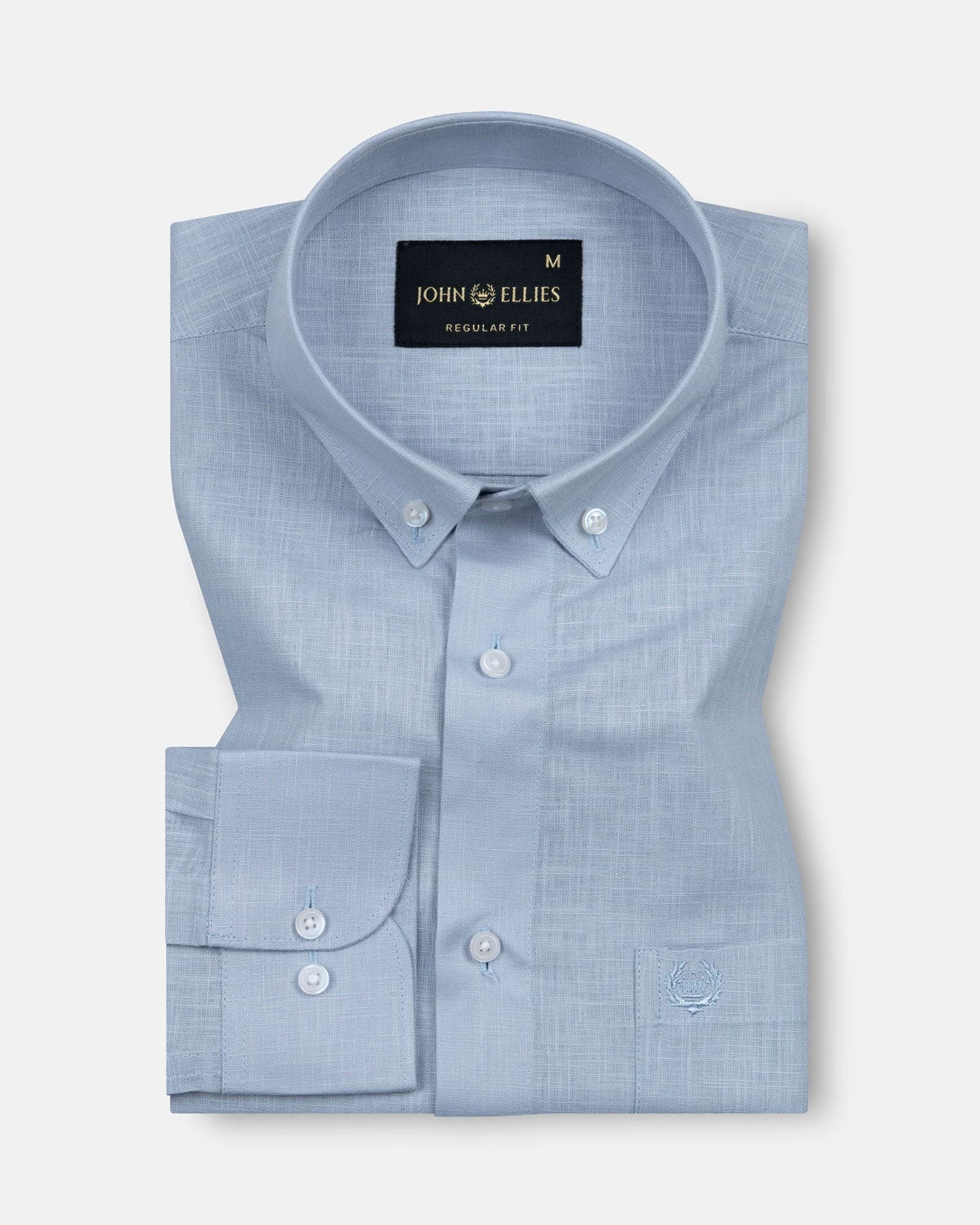 Airloom Powder Blue Plain Linen Button Down Shirt
