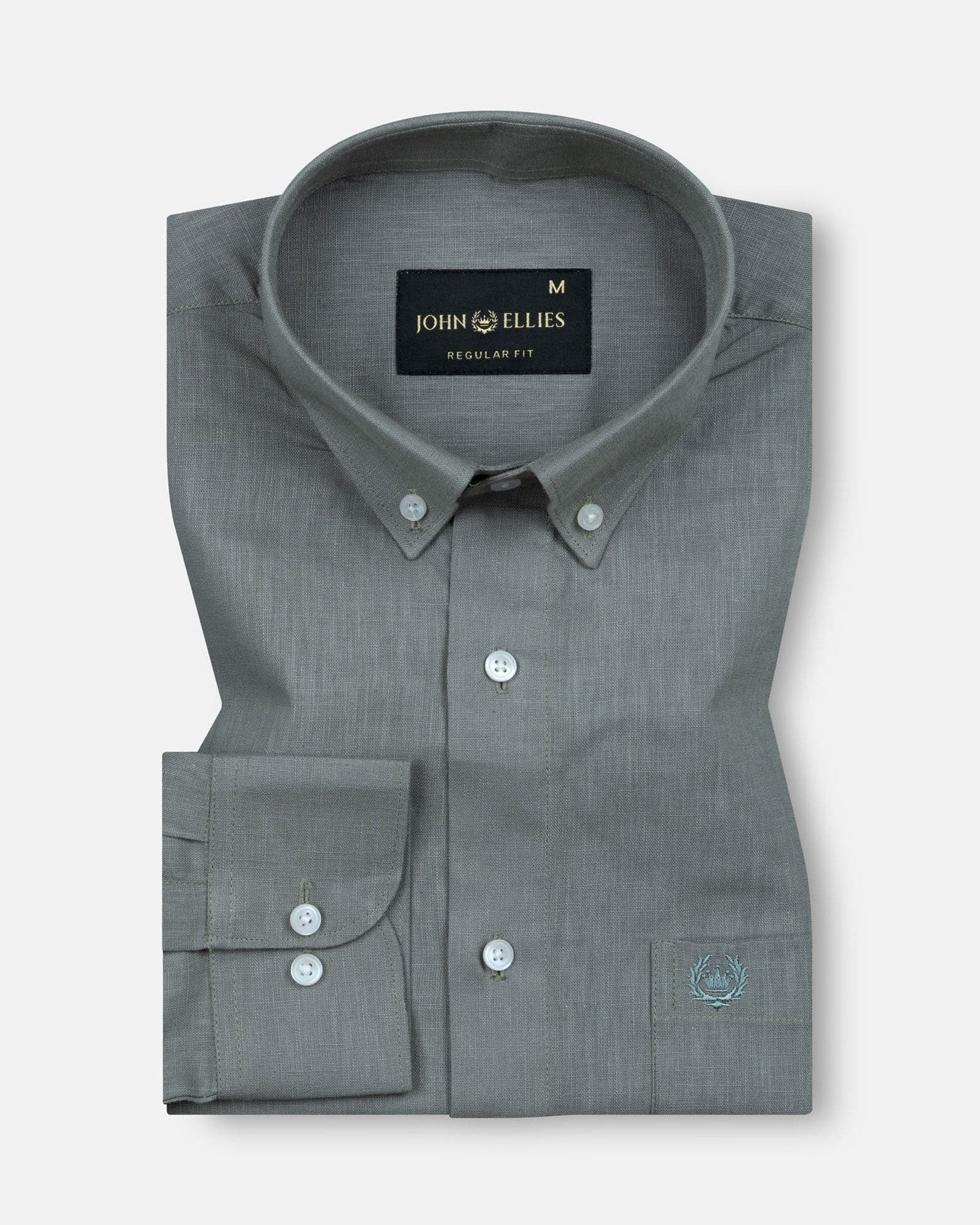 Airloom Smoke Plain Linen Button Down Shirt