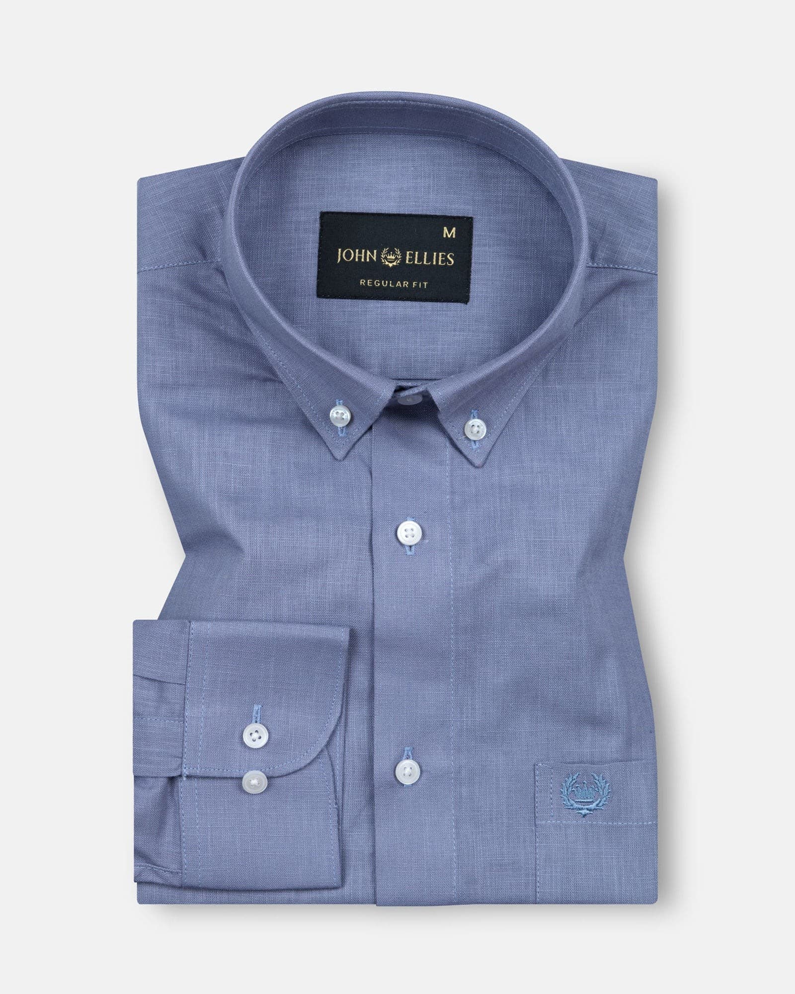 Airloom Grey Plain Linen Button Down Shirt