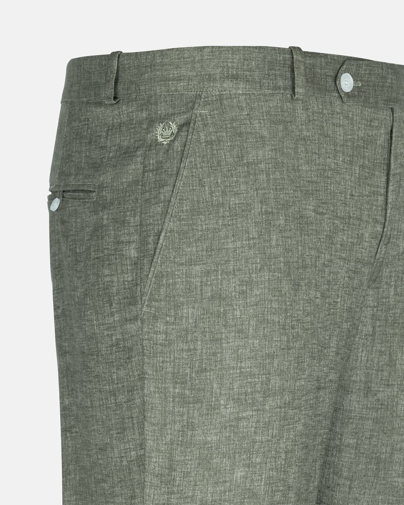 Motryx Green Linen Plain Formal Pant