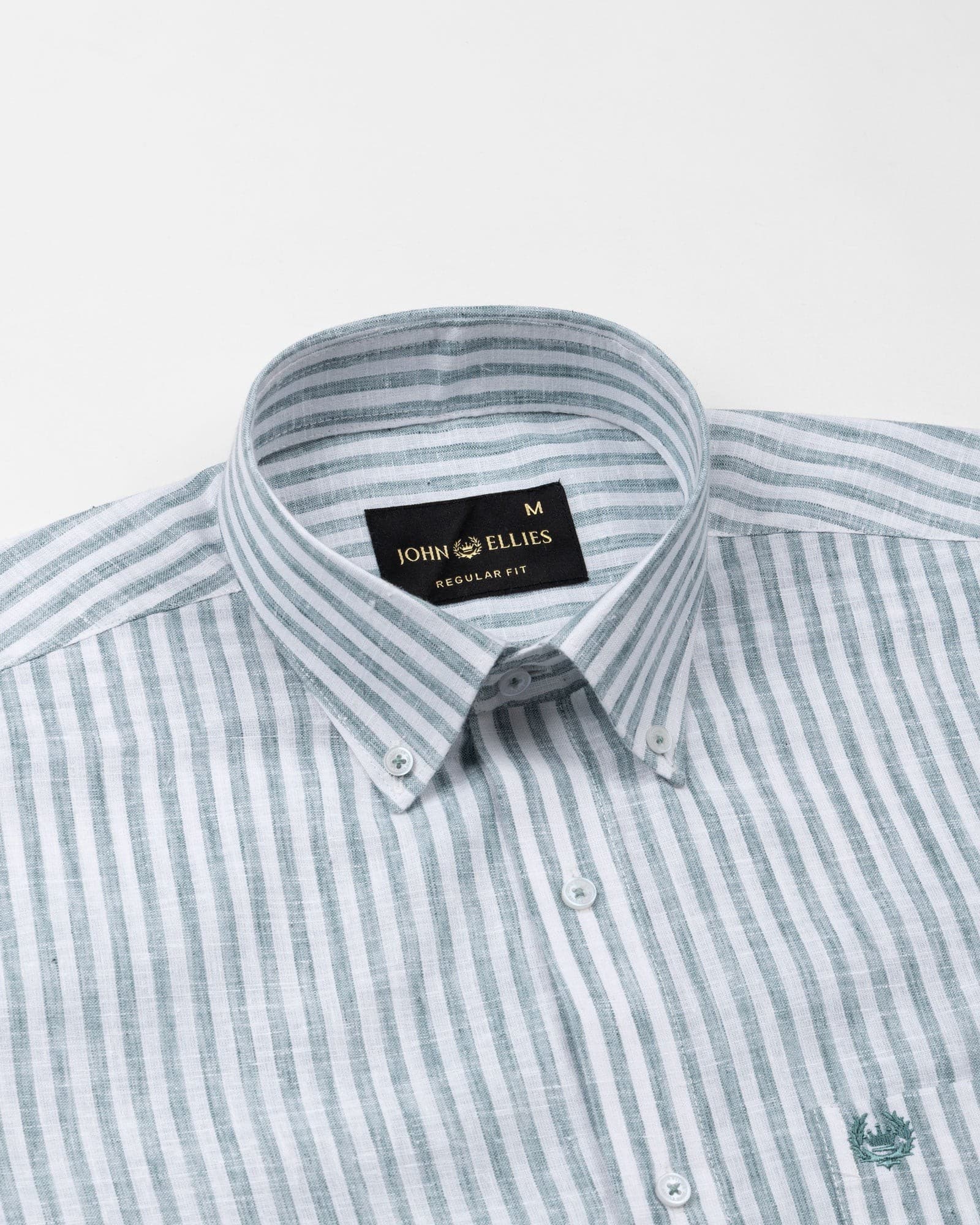 Karsen Green Strips Button Down Linen Shirt