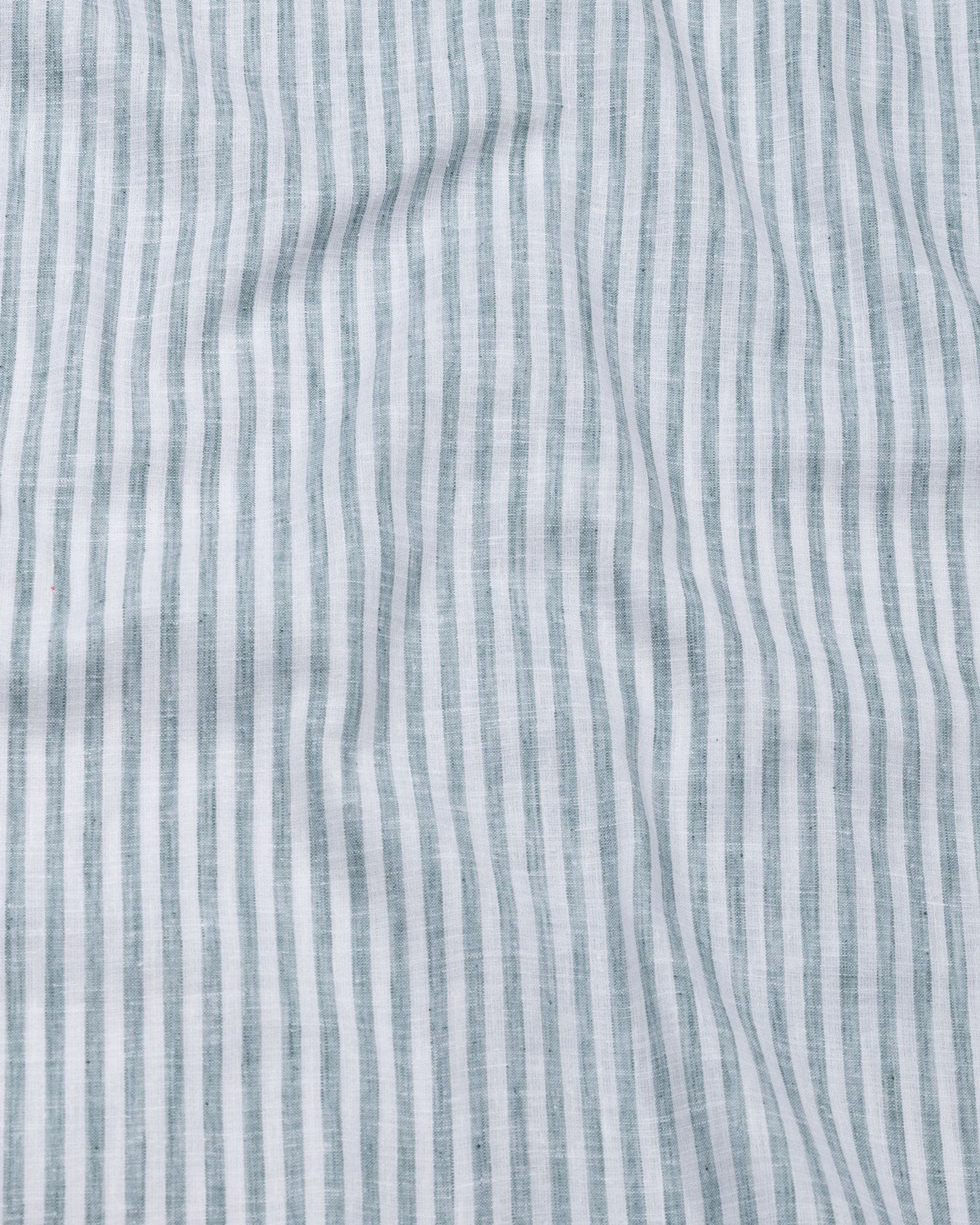 Karsen Green Strips Button Down Linen Shirt
