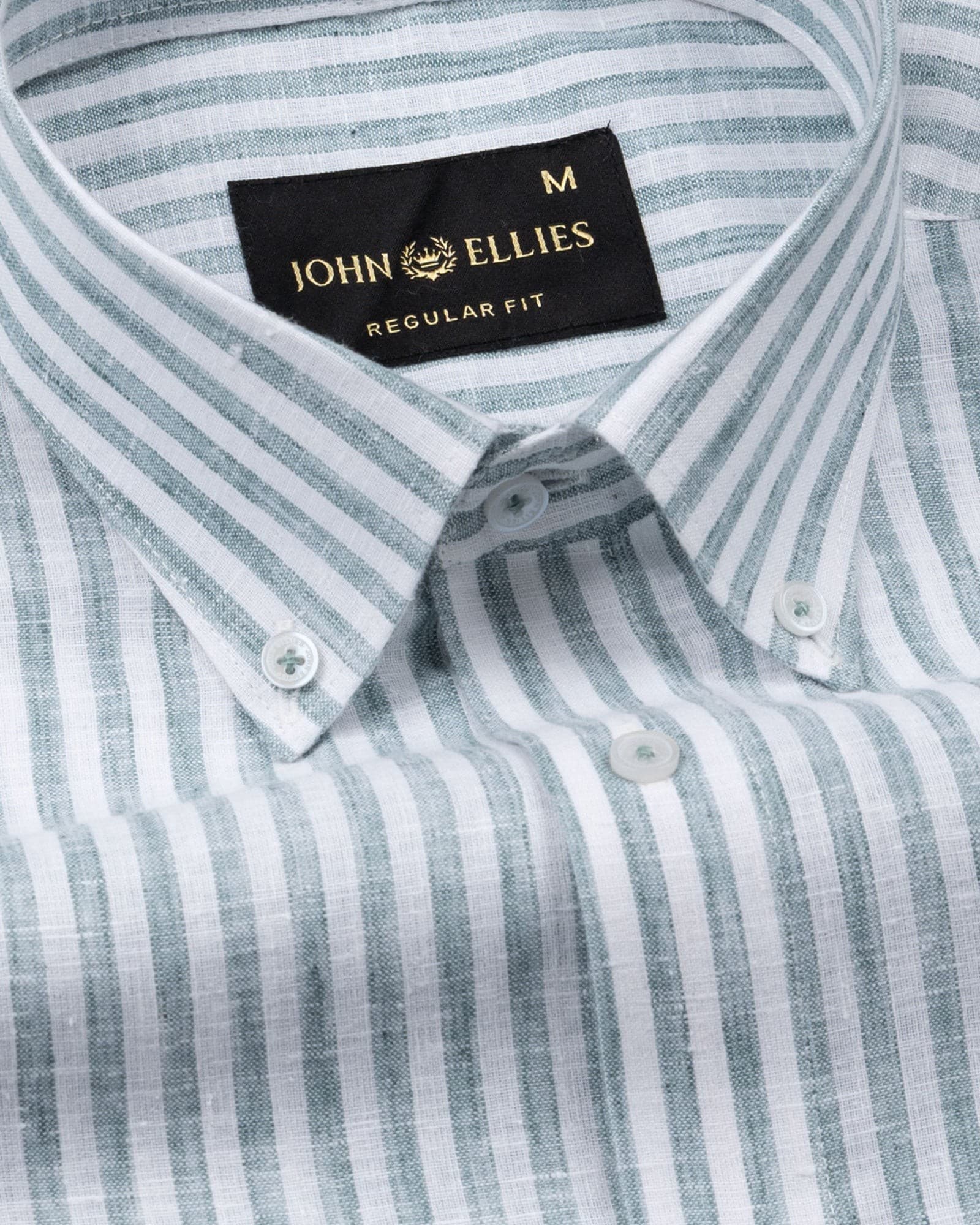 Karsen Green Strips Button Down Linen Shirt