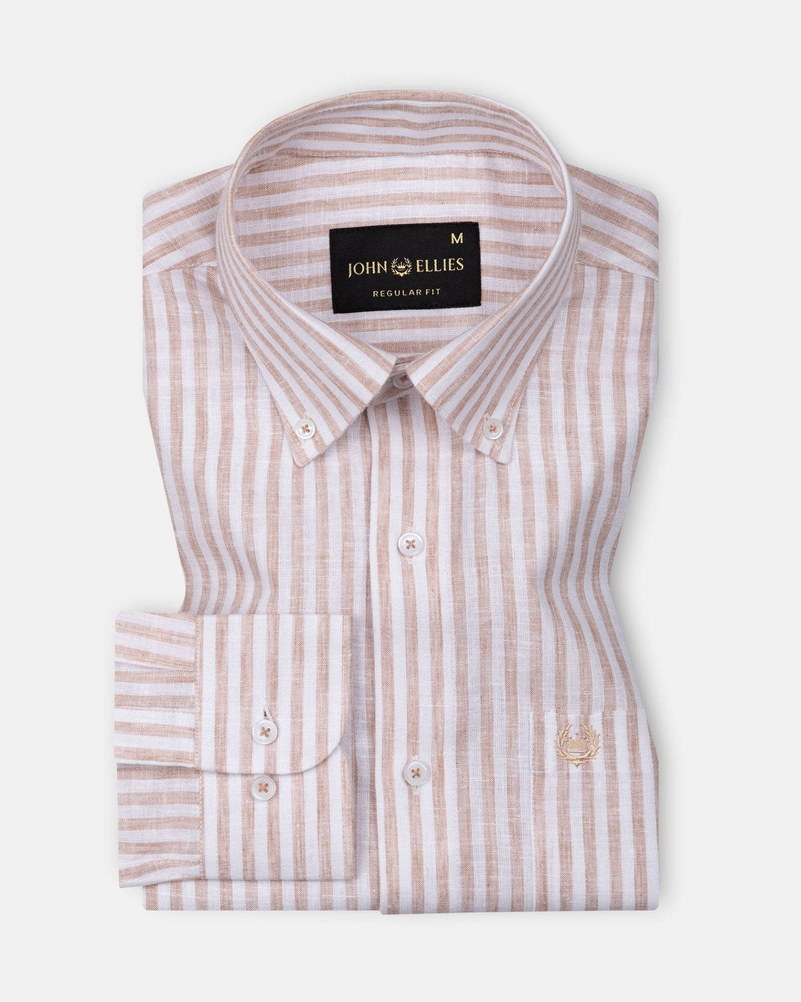 Karsen Orange Strips Button Down Linen Shirt