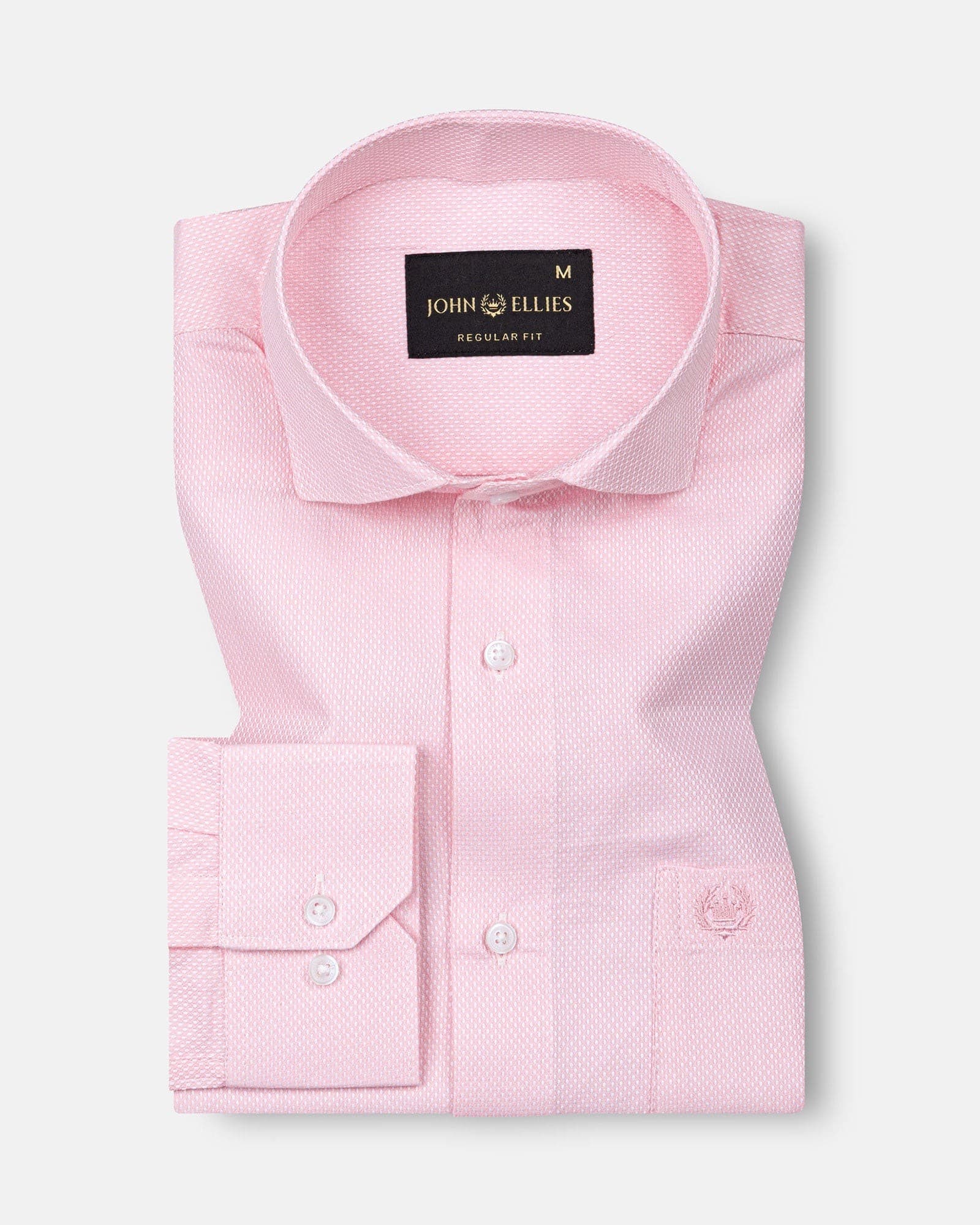 Fuanto Pink Textured Cutaway Cotton Shirt