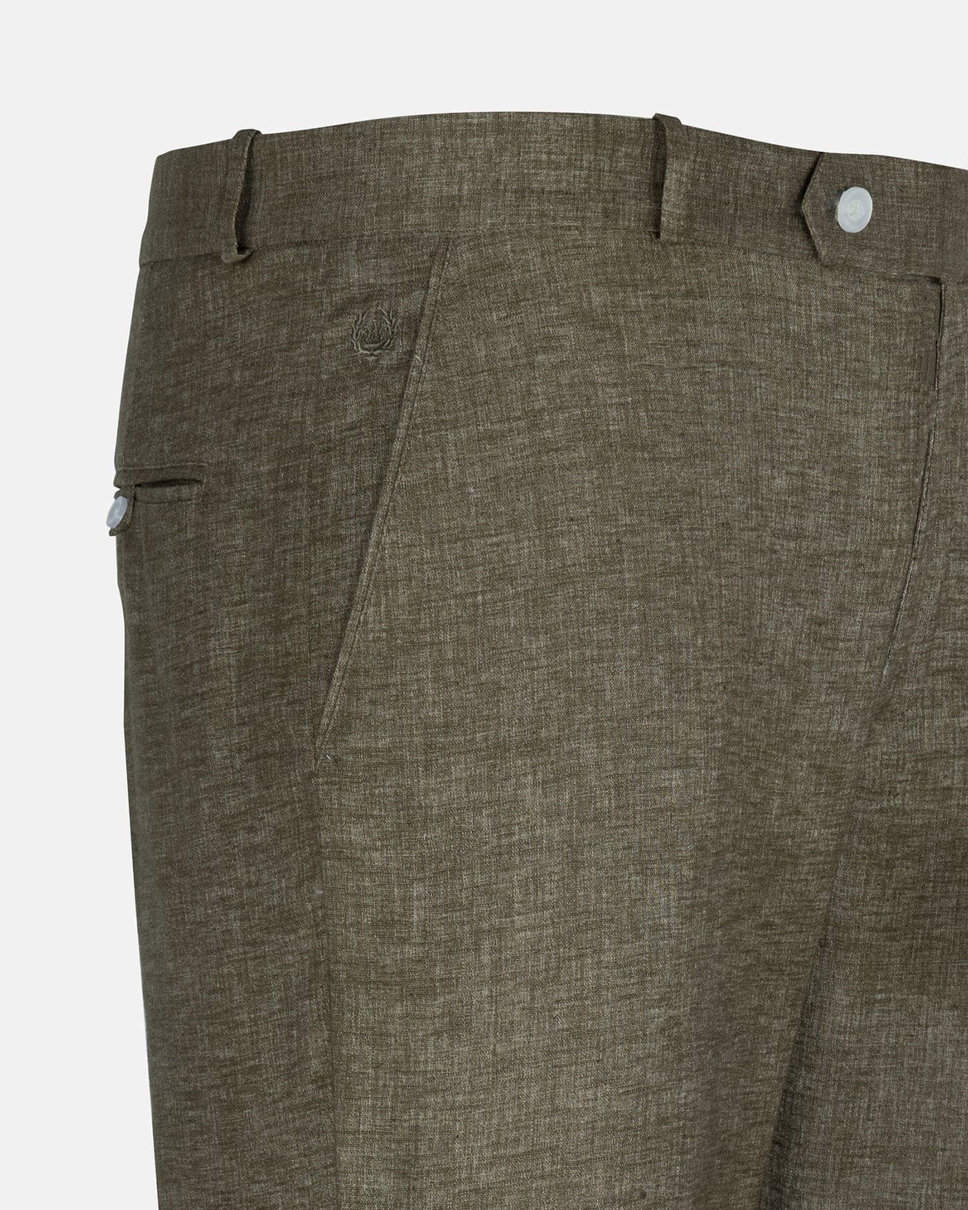 Motryx Khaki Linen Plain Formal Pant