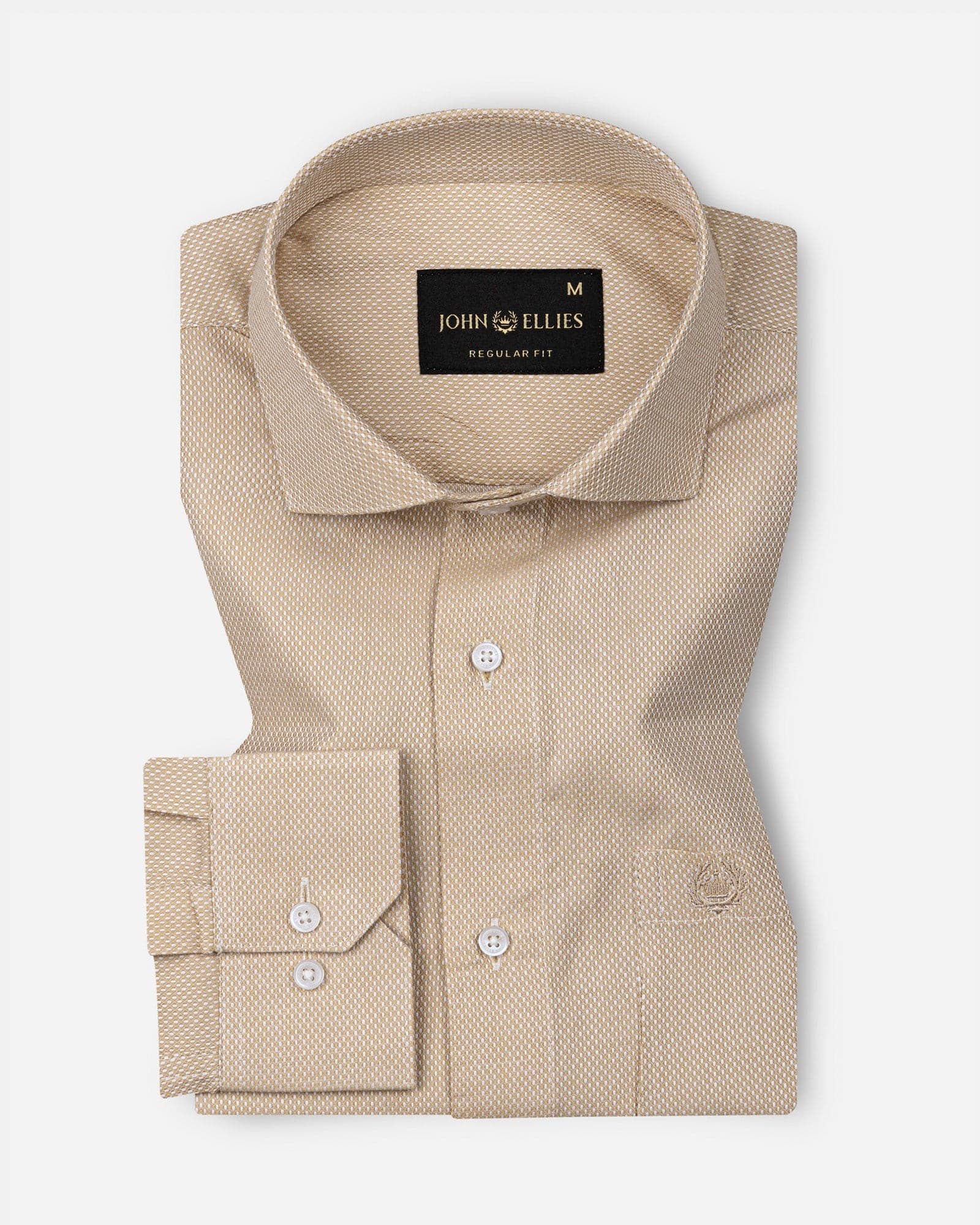 Fuanto Brown Textured Cutaway Cotton Shirt