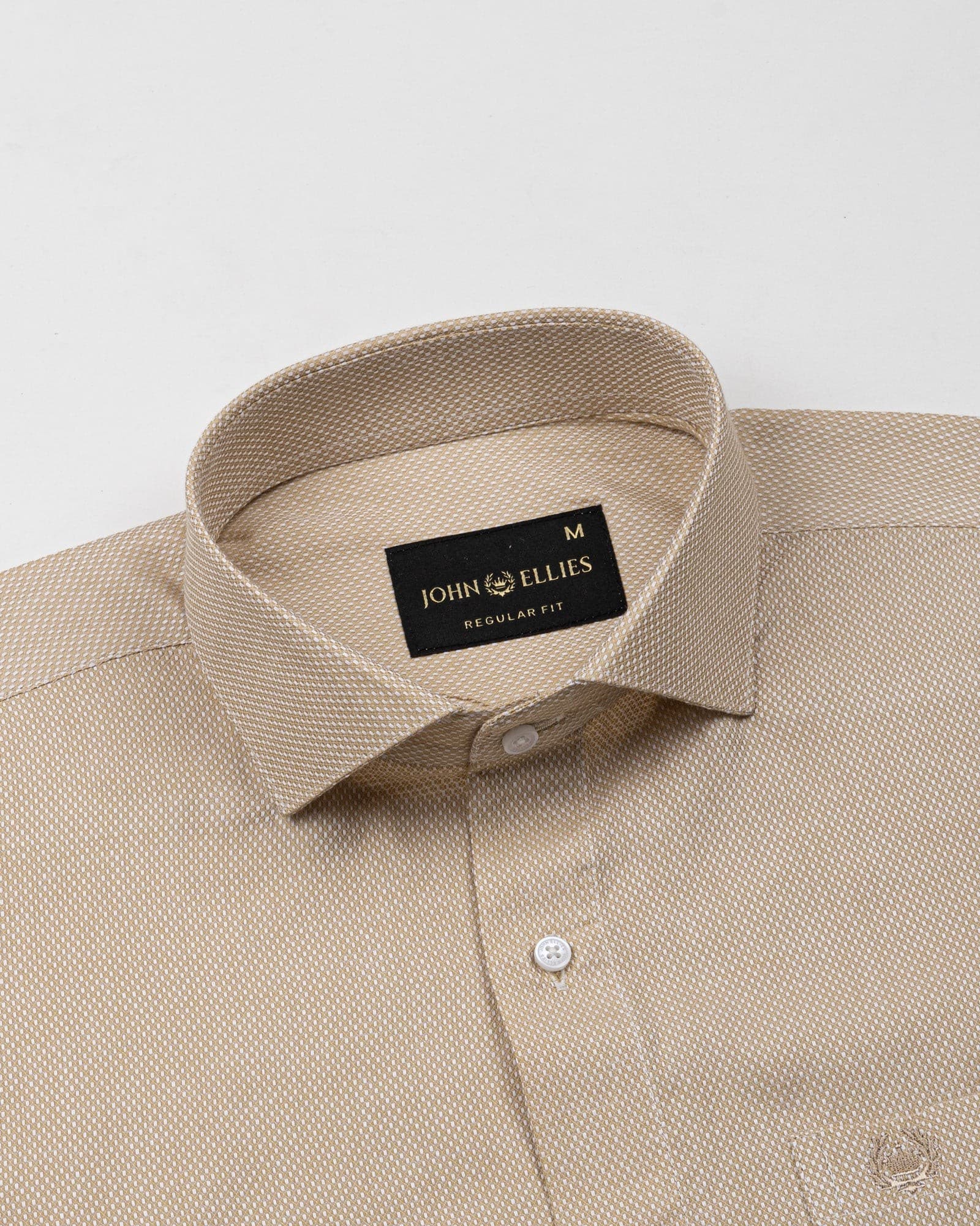 Fuanto Brown Textured Cutaway Cotton Shirt