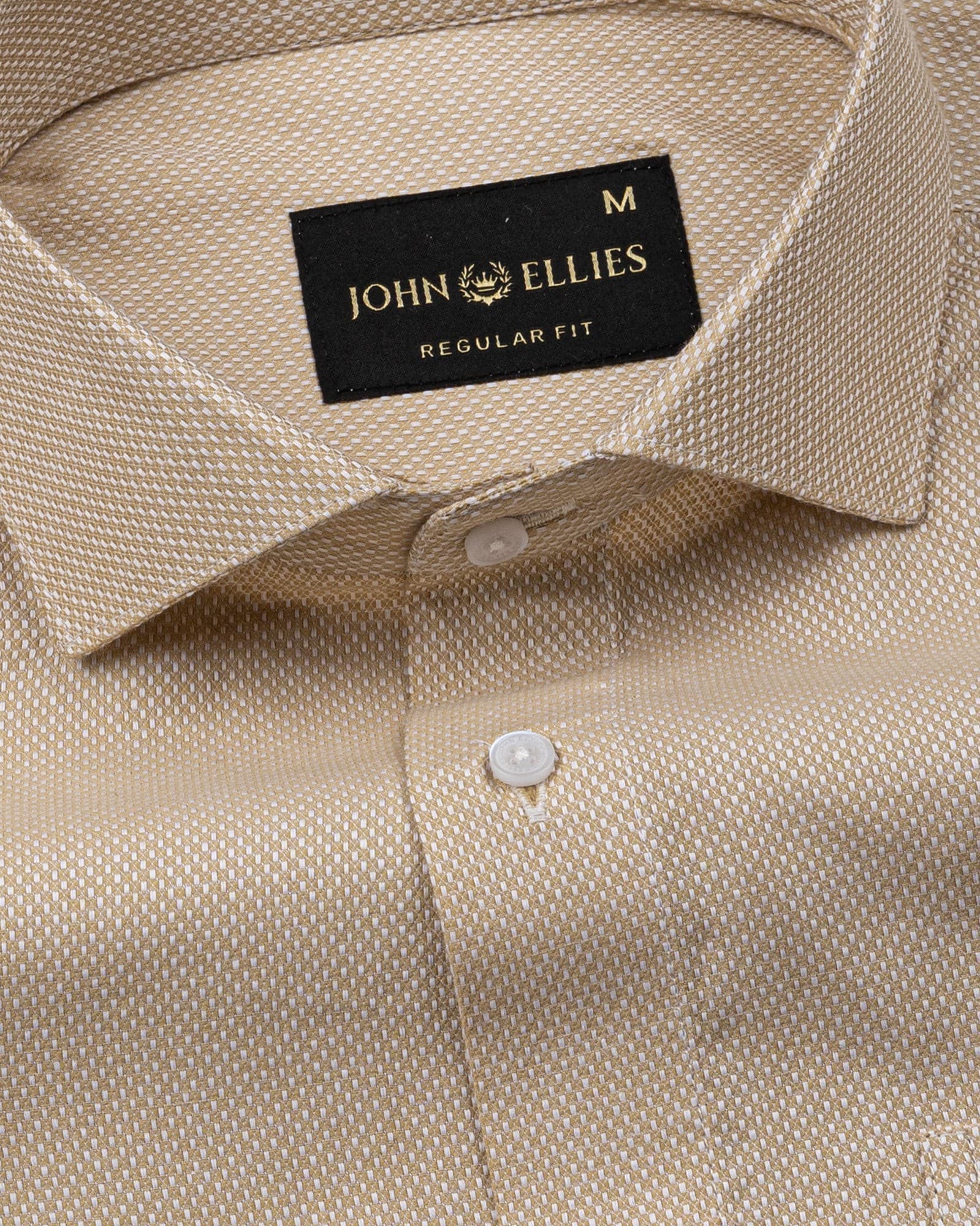 Fuanto Brown Textured Cutaway Cotton Shirt