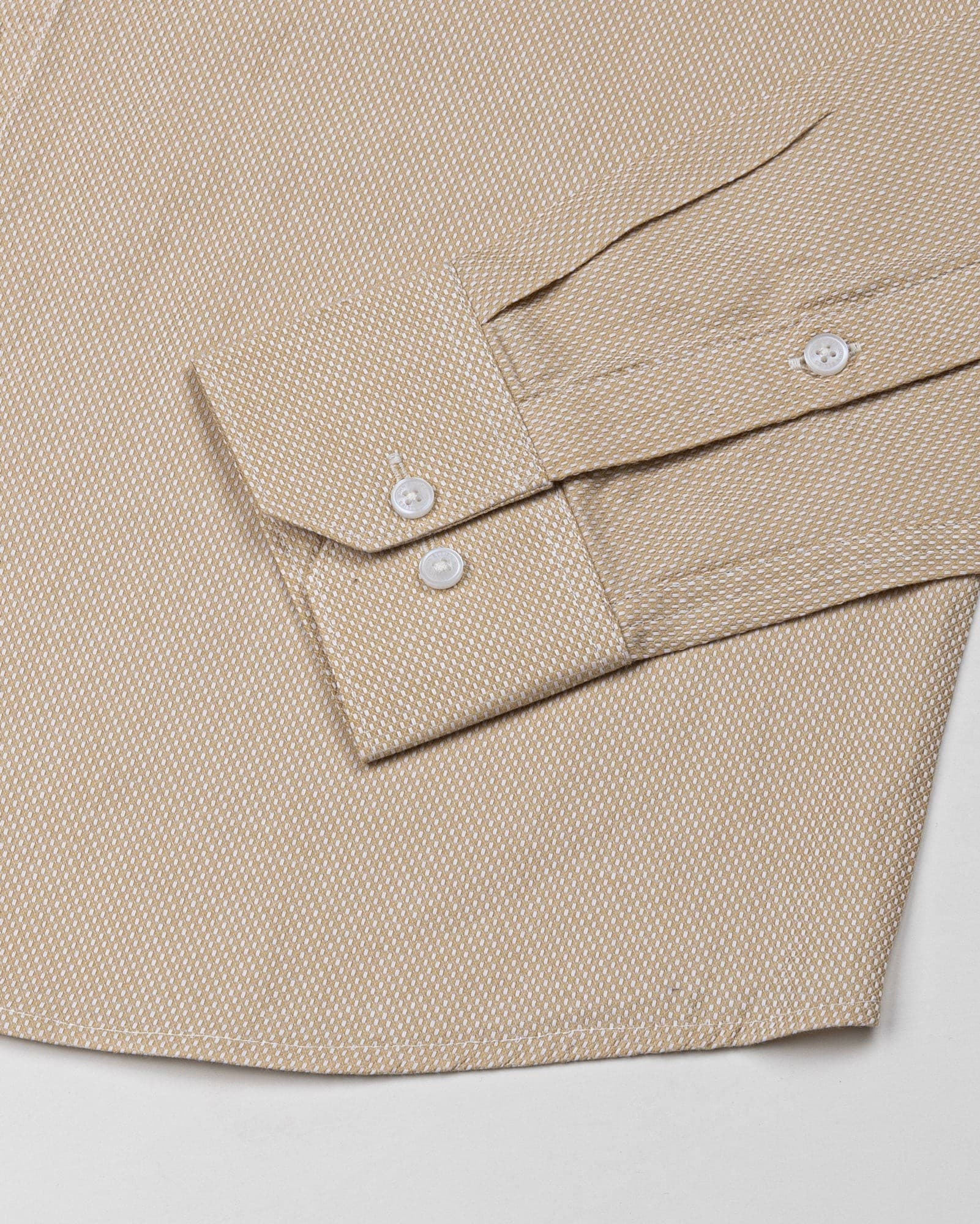 Fuanto Brown Textured Cutaway Cotton Shirt