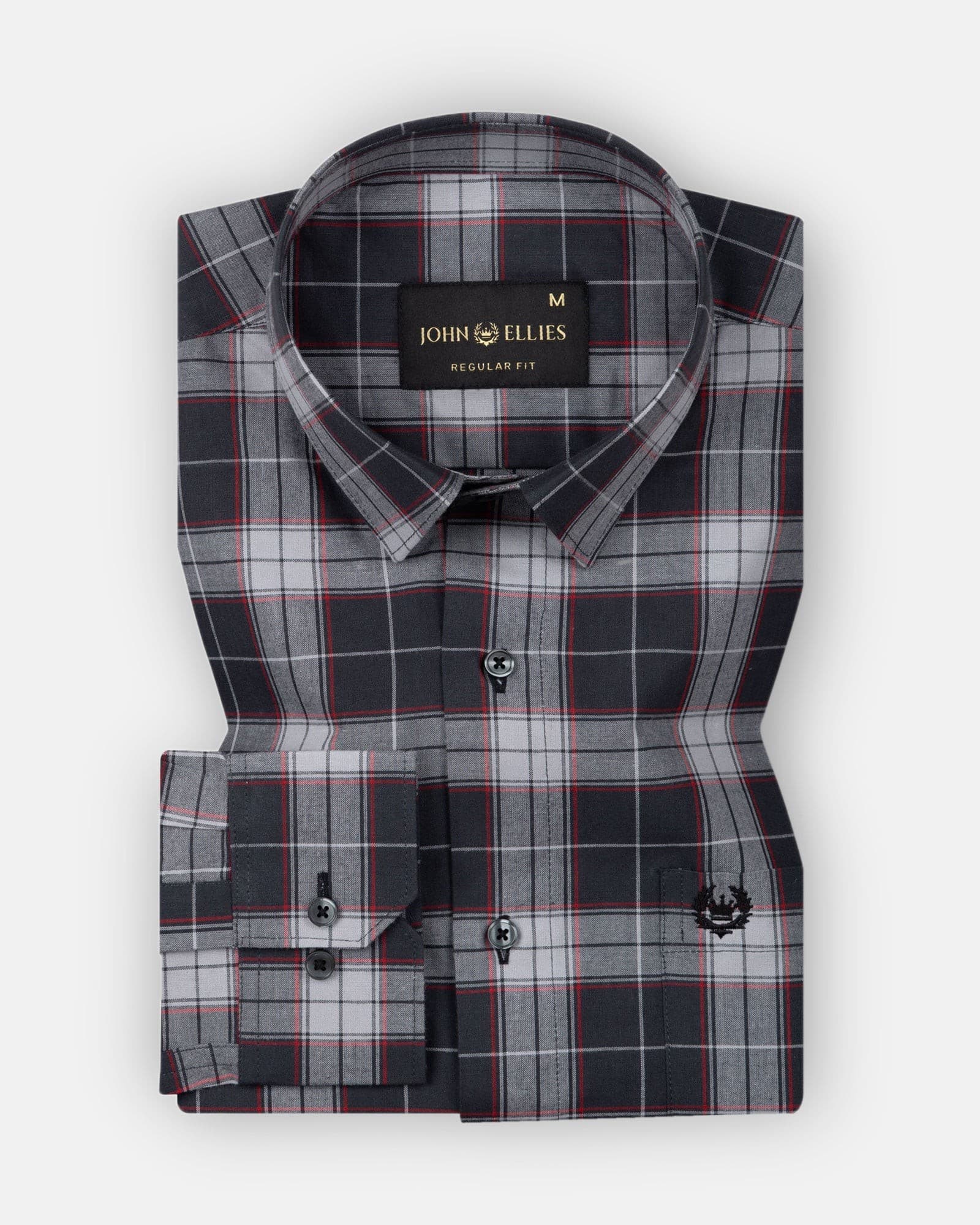 Wren Charcoal Grey Check Cotton Shirt