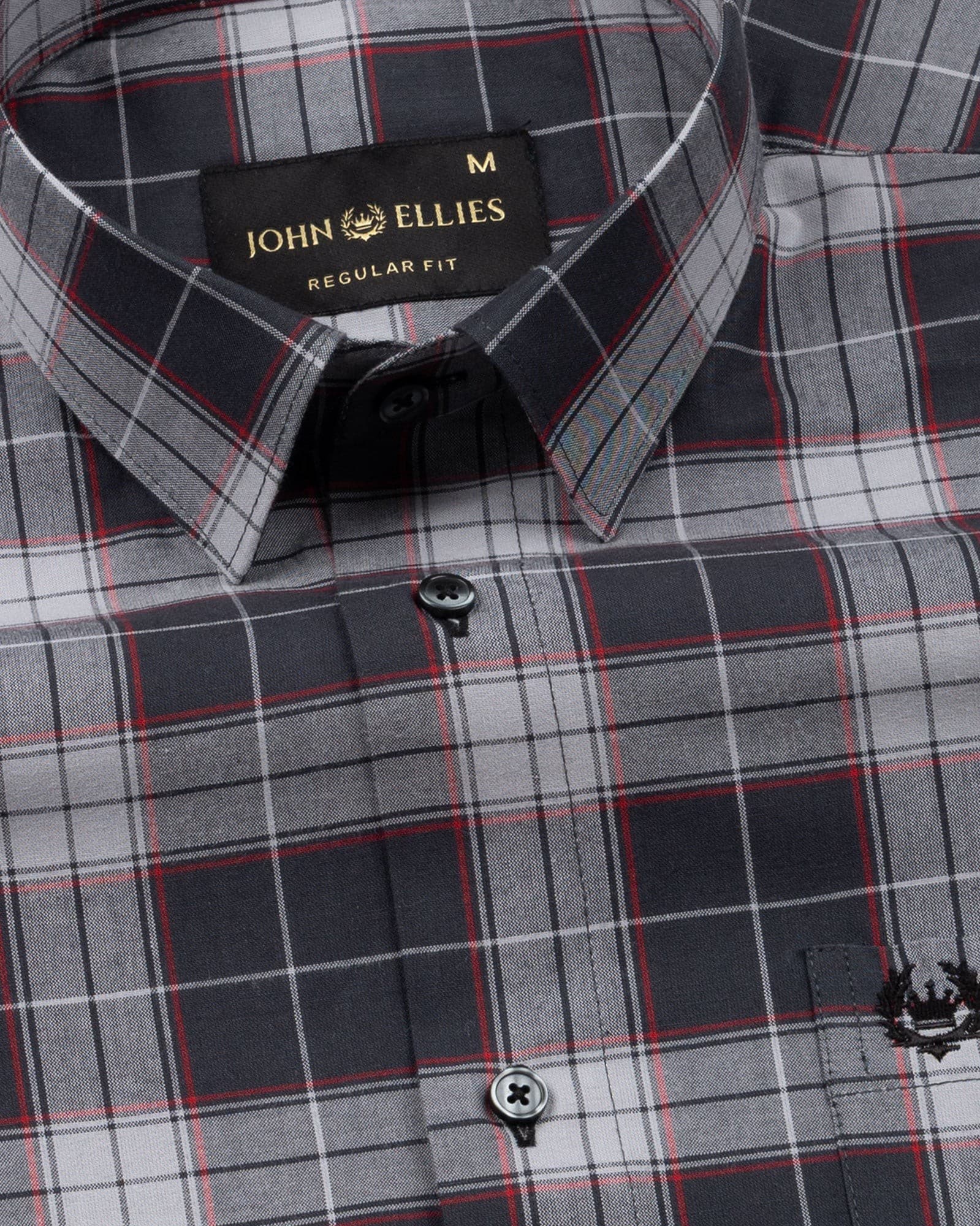 Wren Charcoal Grey Check Cotton Shirt