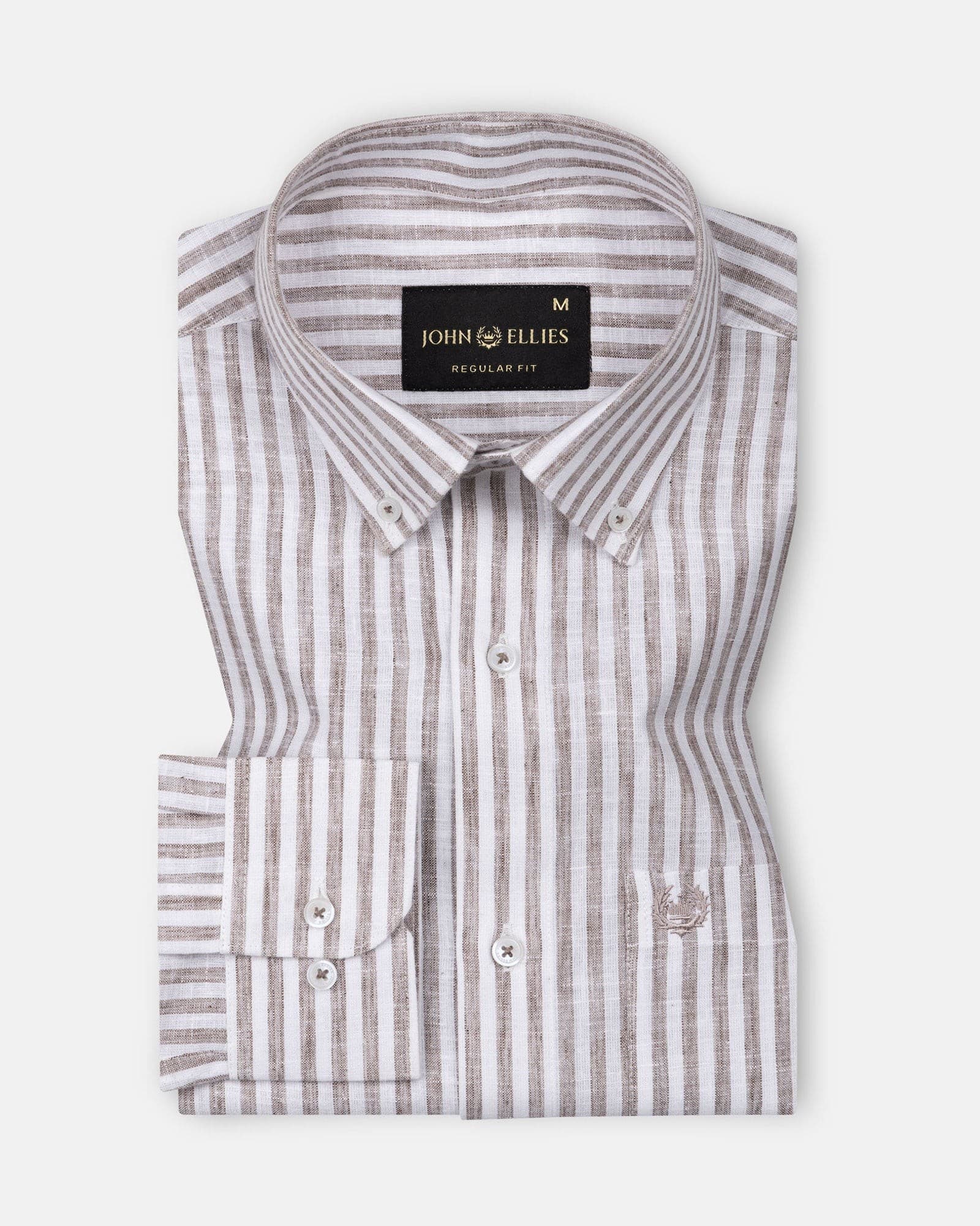 Karsen Brown Strips Button Down Linen Shirt