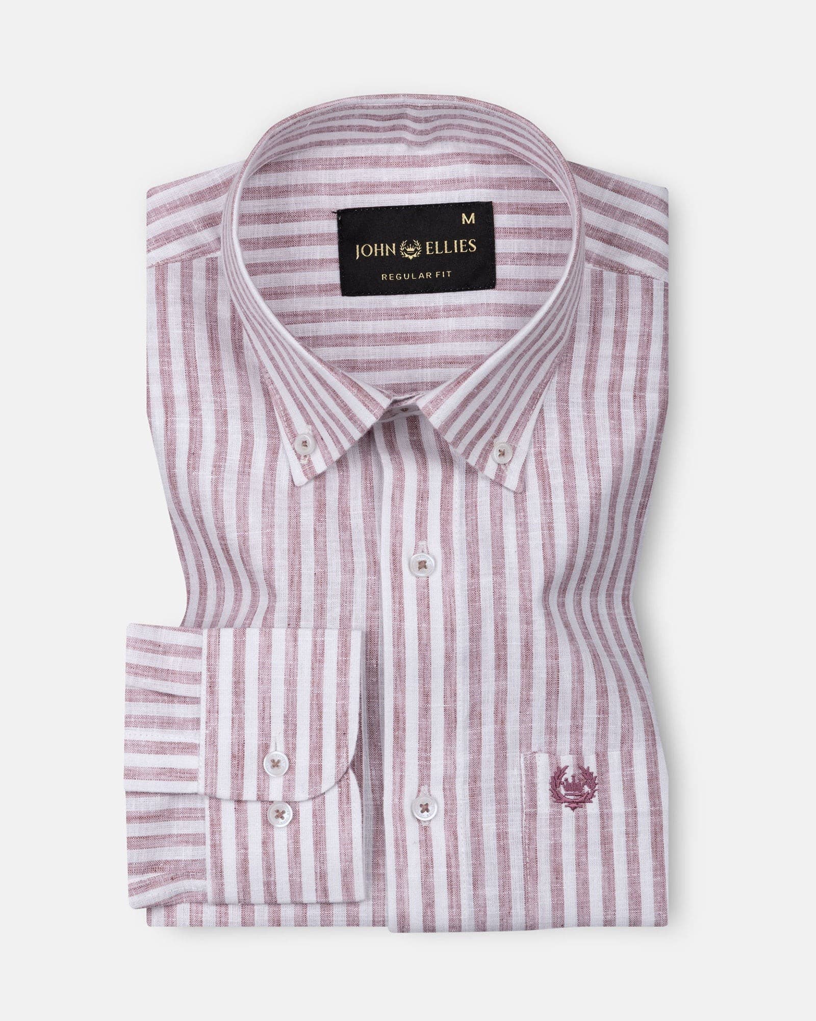 Karsen Maroon Strips Button Down Linen Shirt