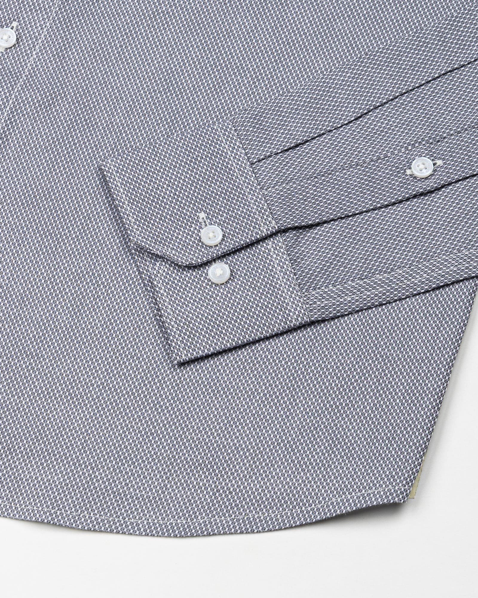 Fuanto Grey Textured Cutaway Cotton Shirt