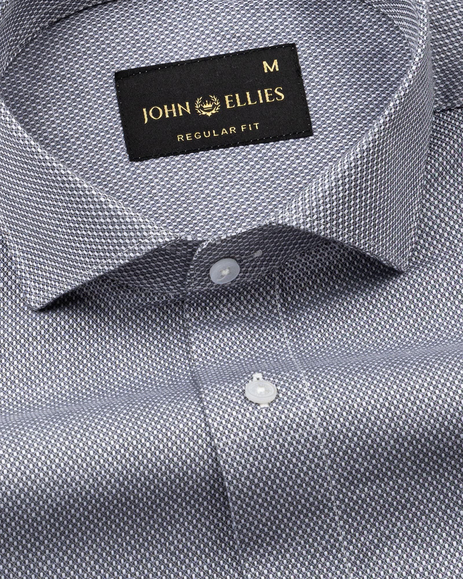 Fuanto Grey Textured Cutaway Cotton Shirt