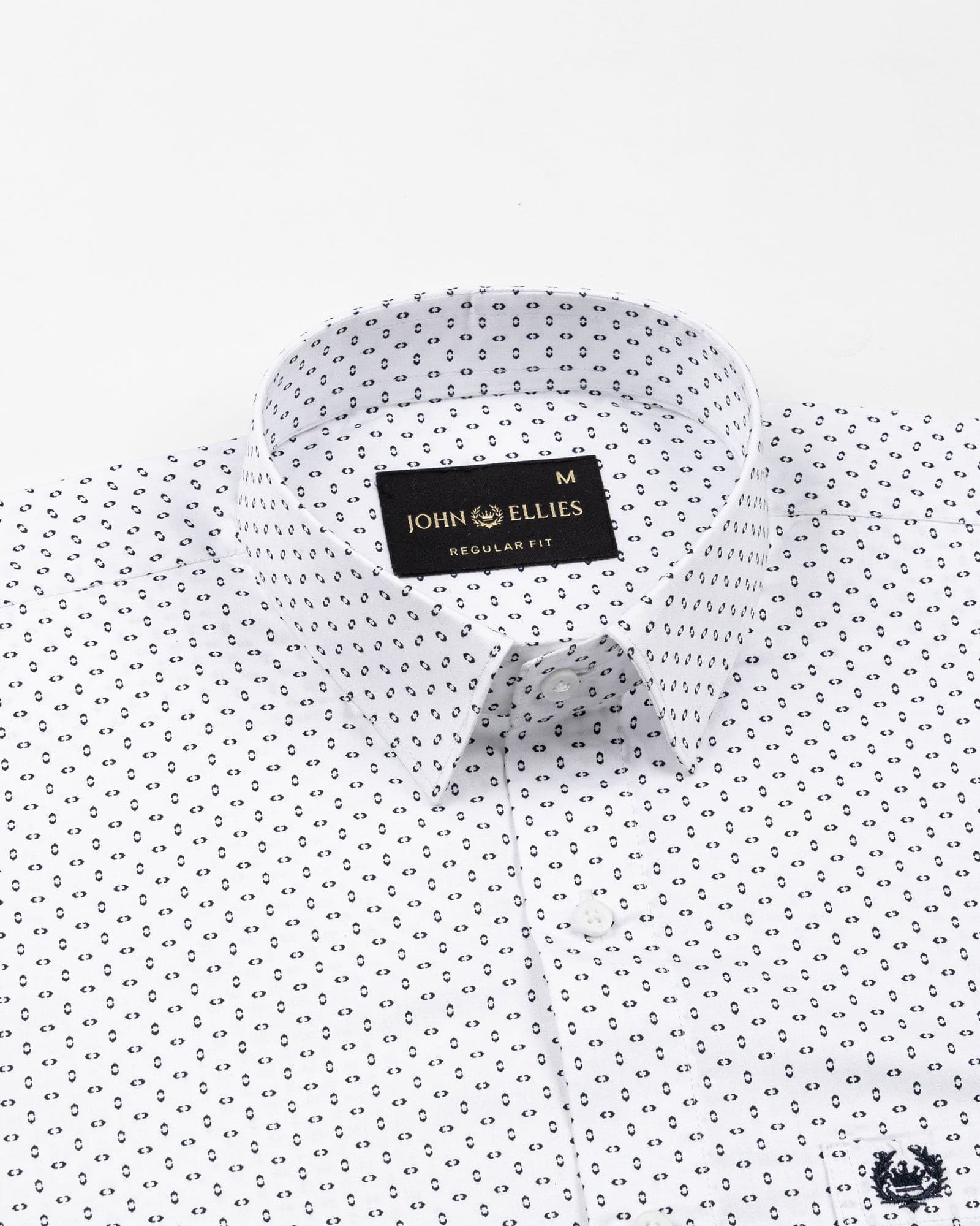 Alvin White Cotton Chain Dot Geometric Printed Shirt