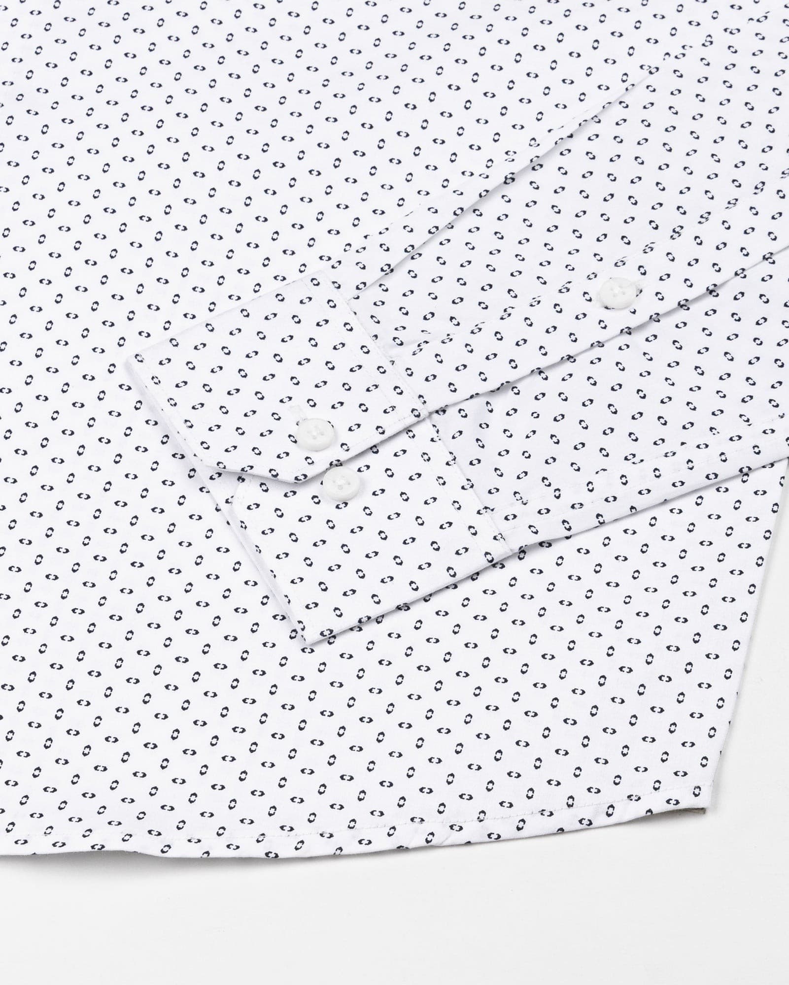 Alvin White Cotton Chain Dot Geometric Printed Shirt
