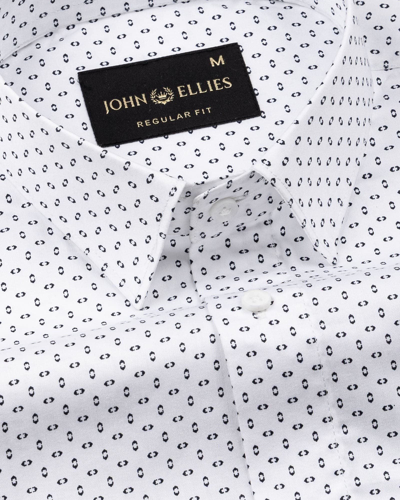 Alvin White Cotton Chain Dot Geometric Printed Shirt