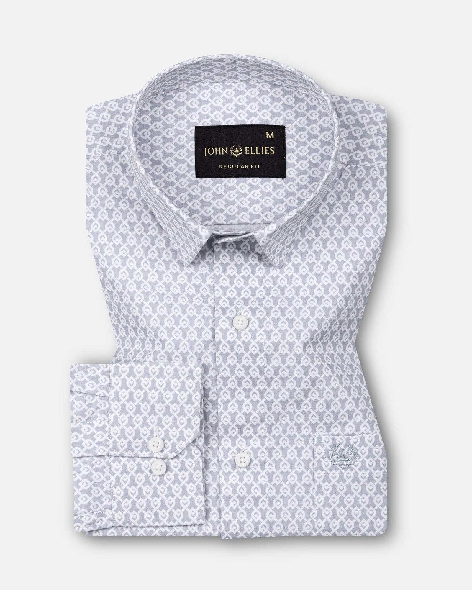 Alvin Grey Cotton Printed Shirt