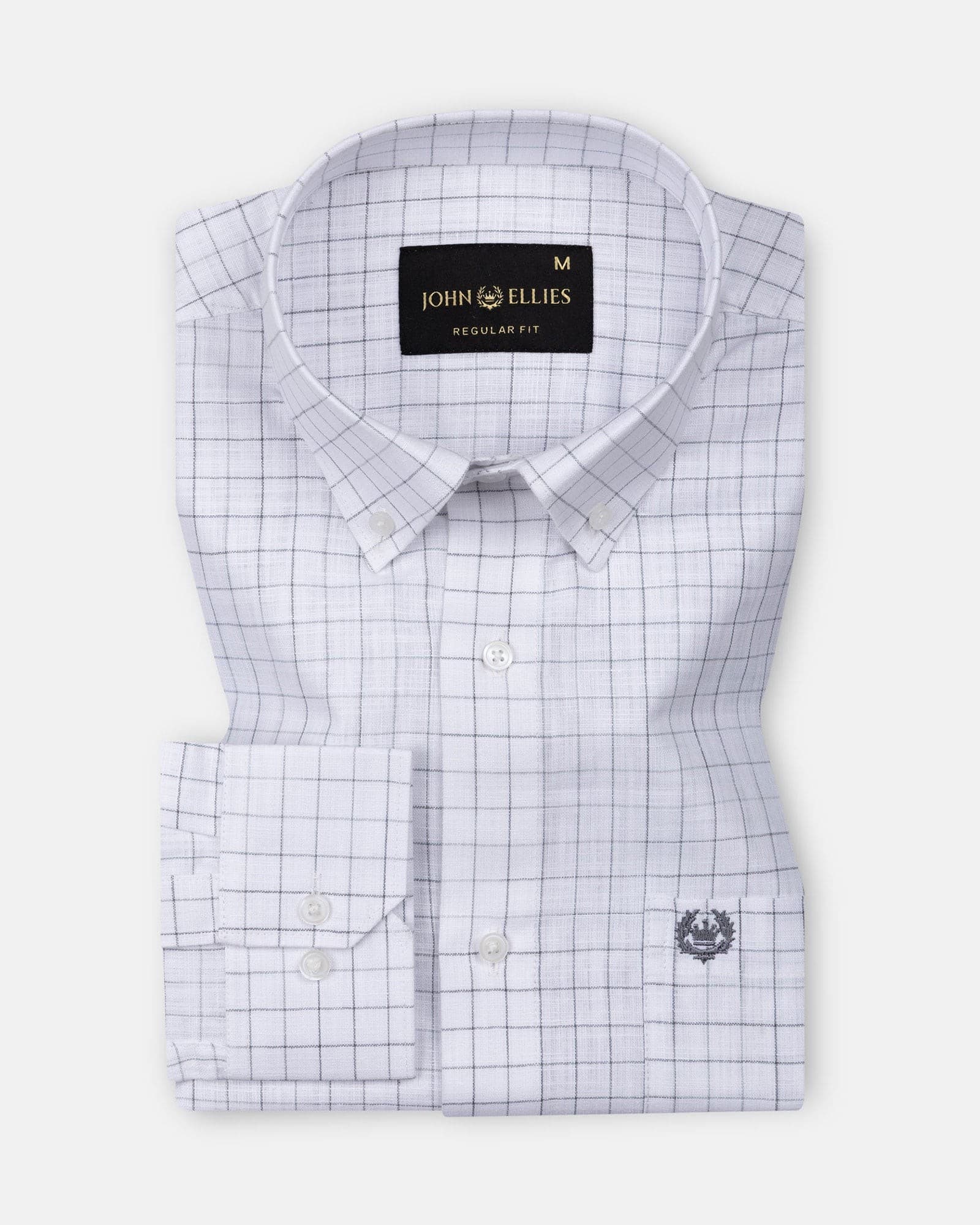 Opal Grey Check Button Down Linen Shirt