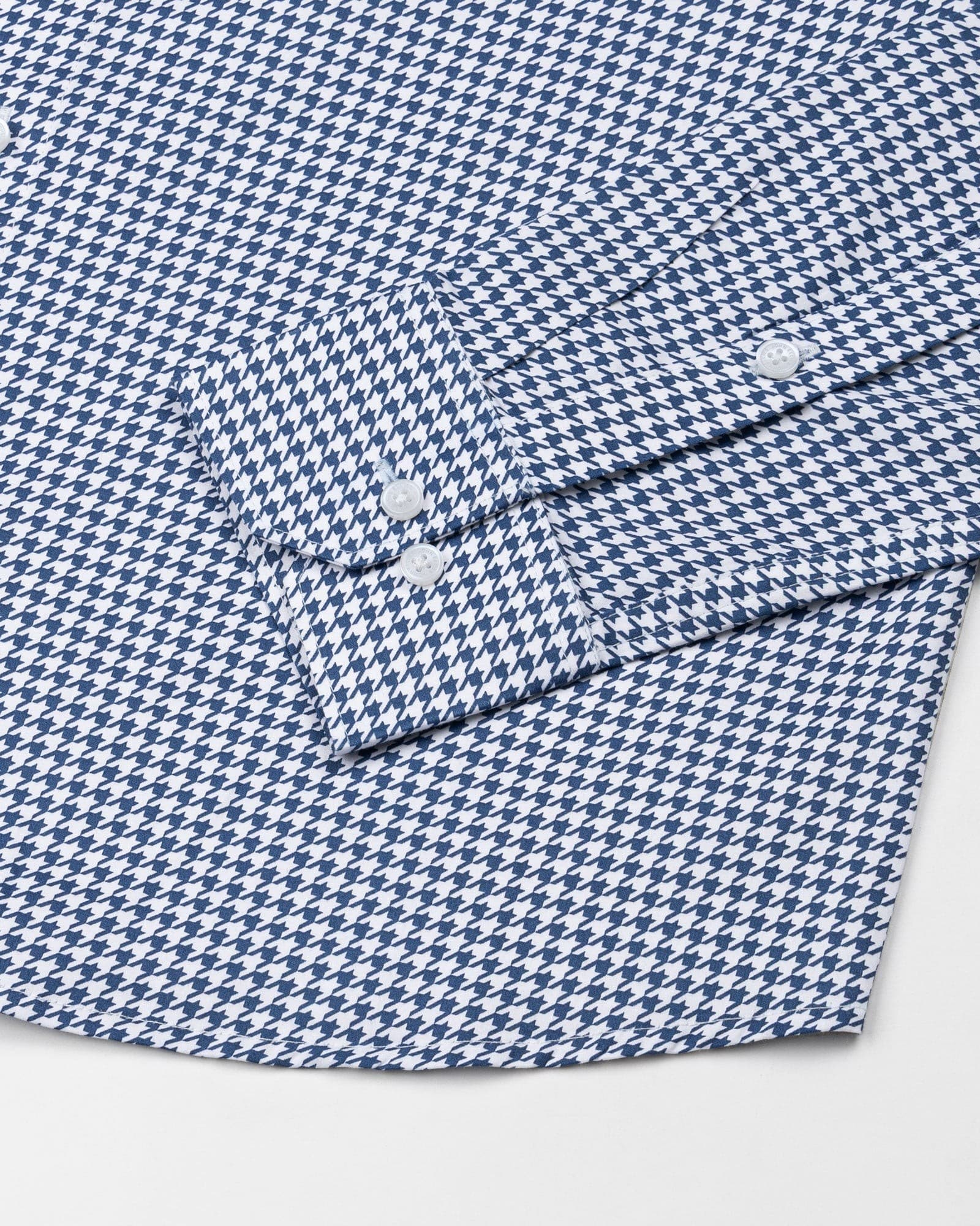Brule Blue Houndstooth Check Cotton Shirt