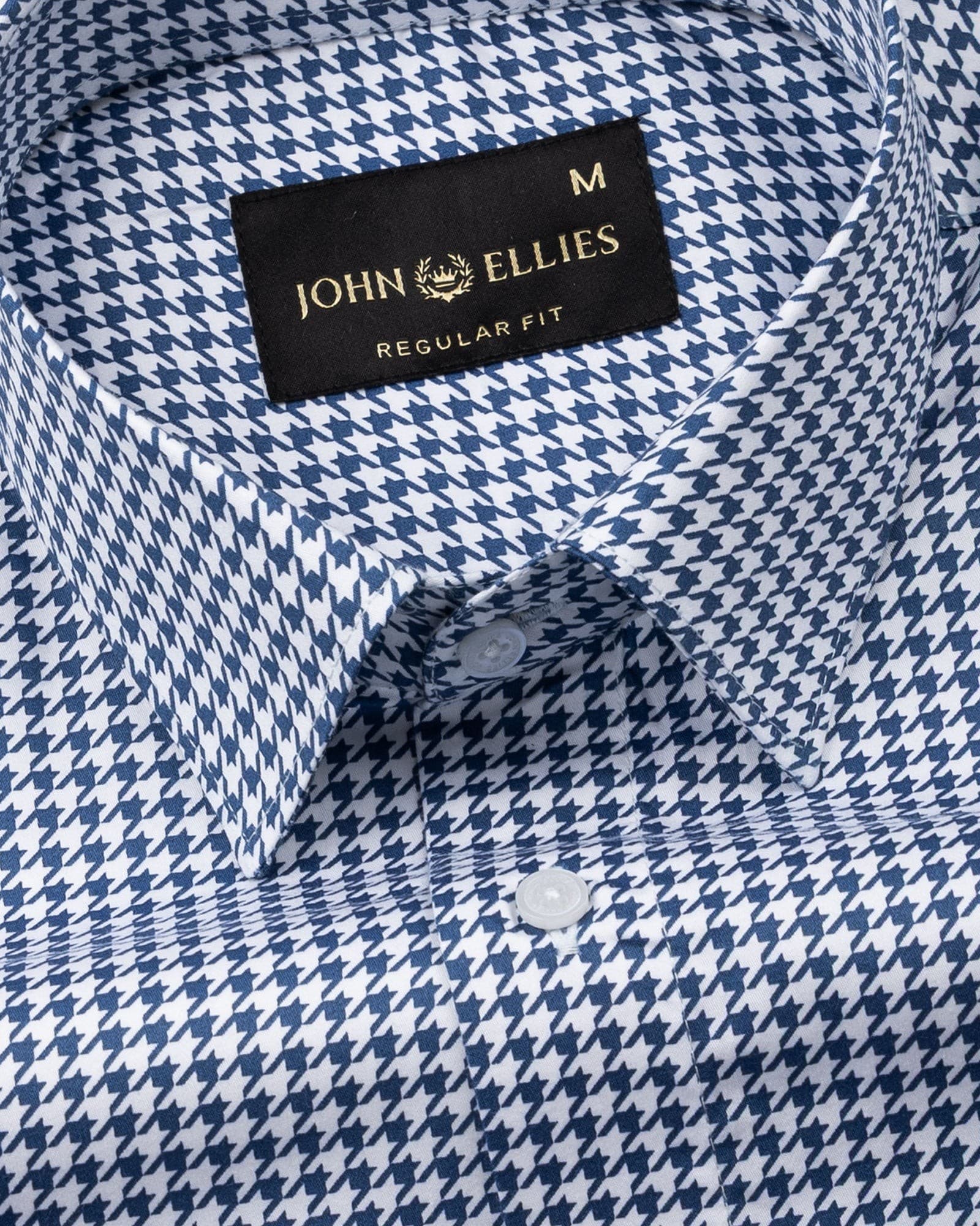 Brule Blue Houndstooth Check Cotton Shirt