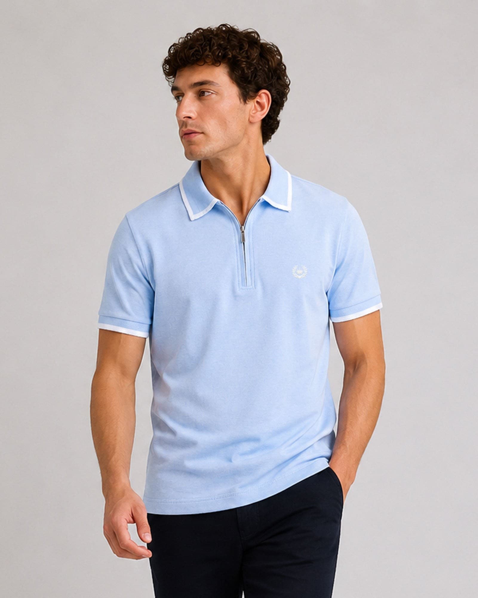 Kord Sky Blue Cotton Polo T-Shirt