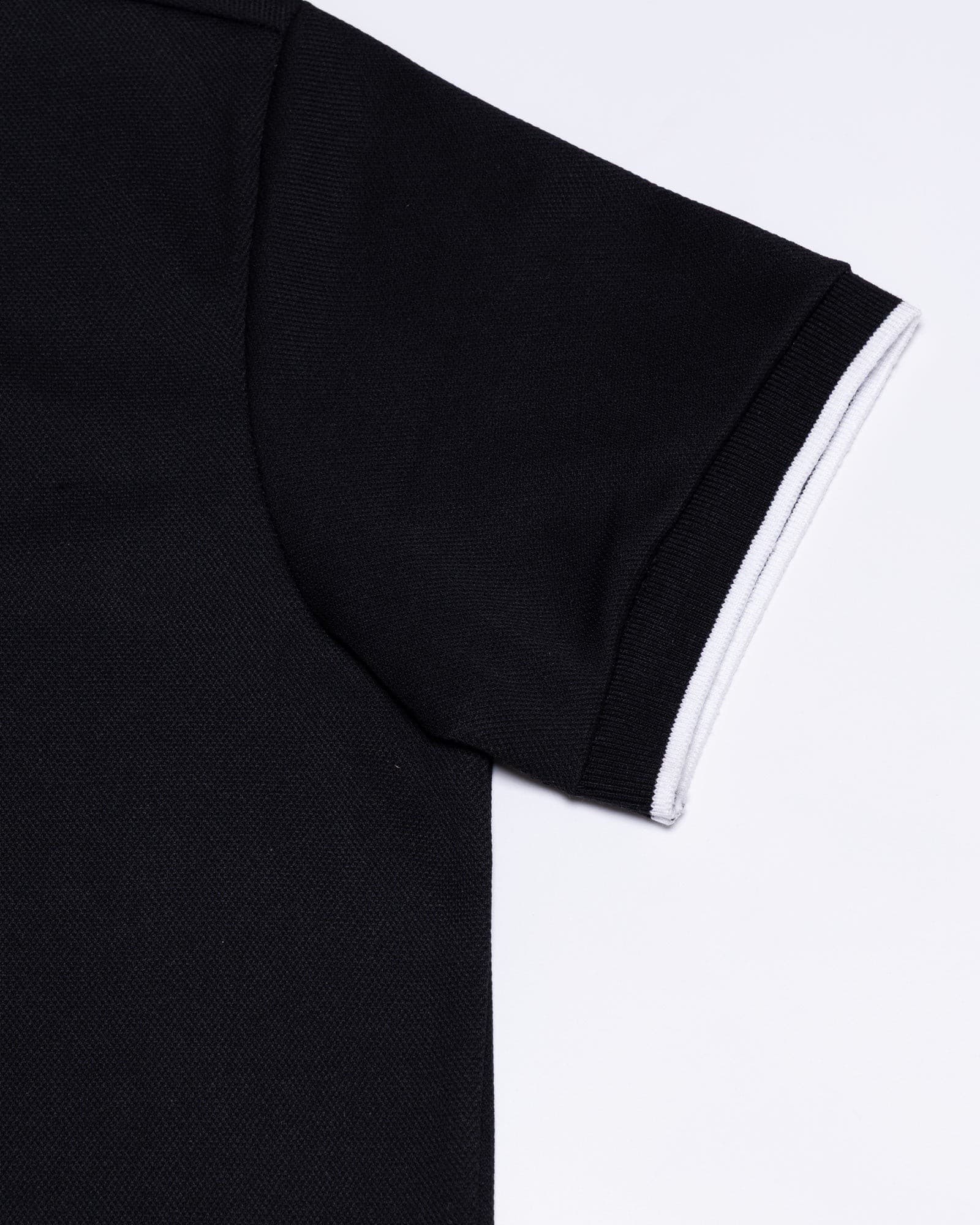 Tensy Black Cotton Polo T-Shirt