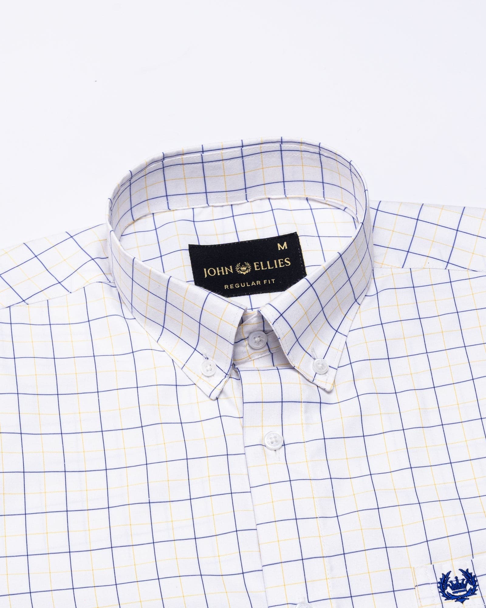 Ruvin Yellow Check Button Down Cotton Shirt