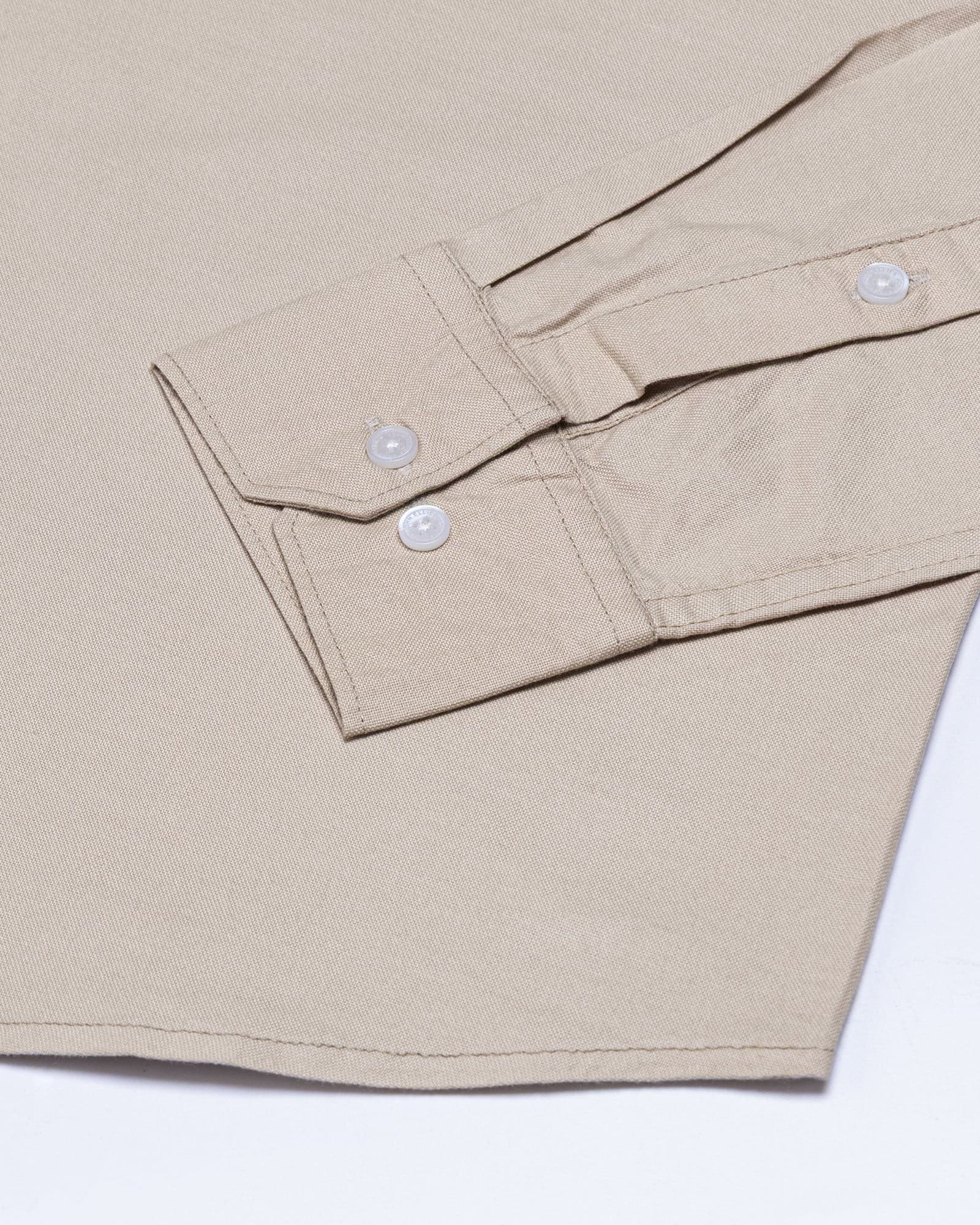 Regent Warm Beige Plain Button Down Oxford Cotton Shirt