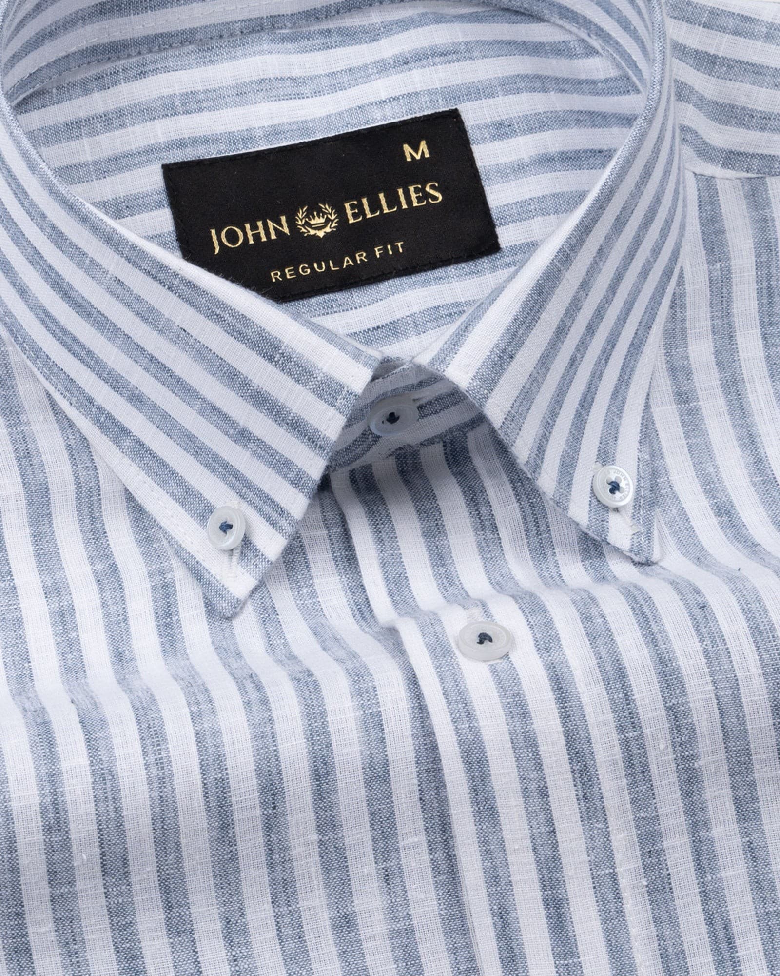 Karsen Navy Blue Strips Button Down Linen Shirt