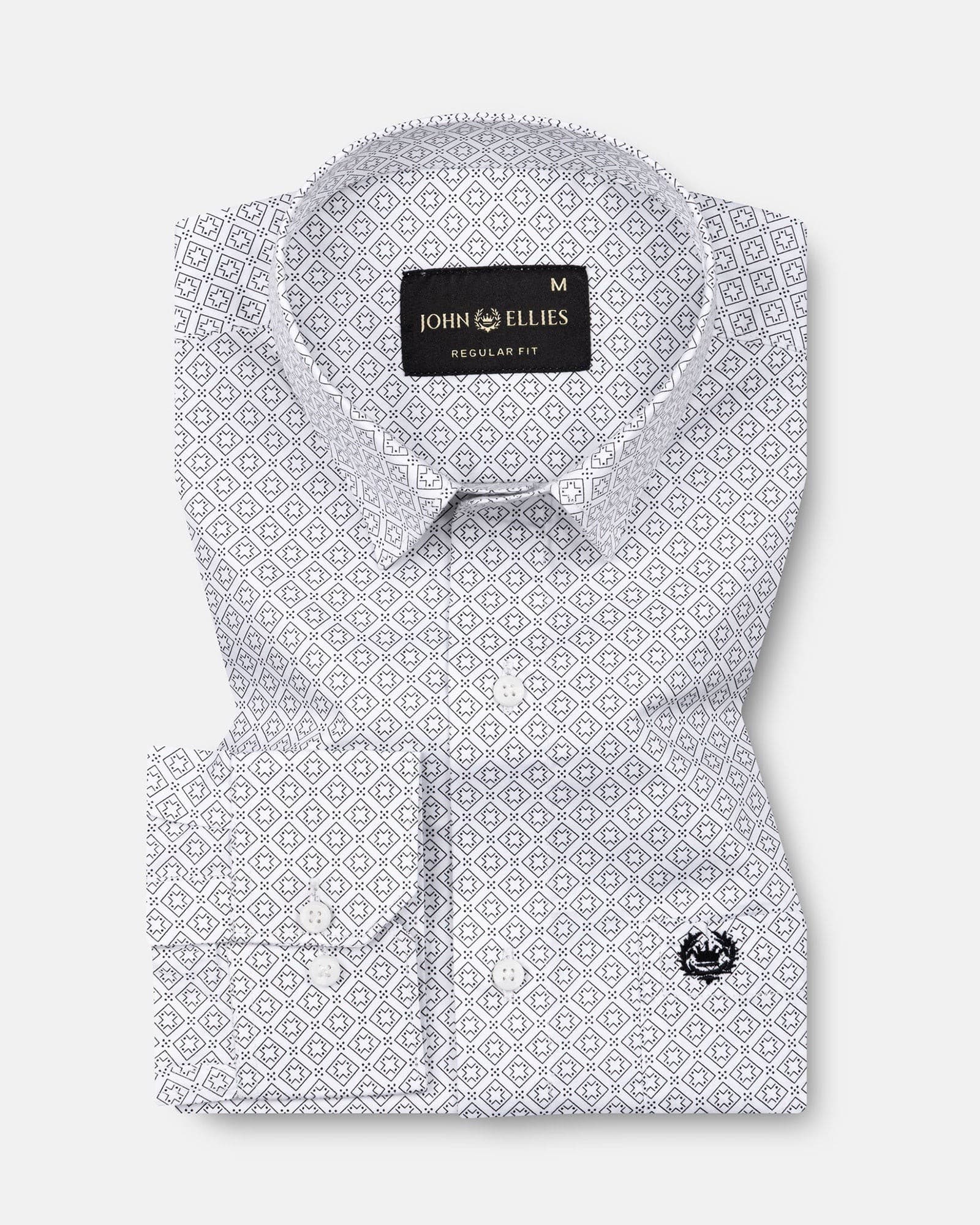 Alvin White Cotton Geometric Printed Shirt