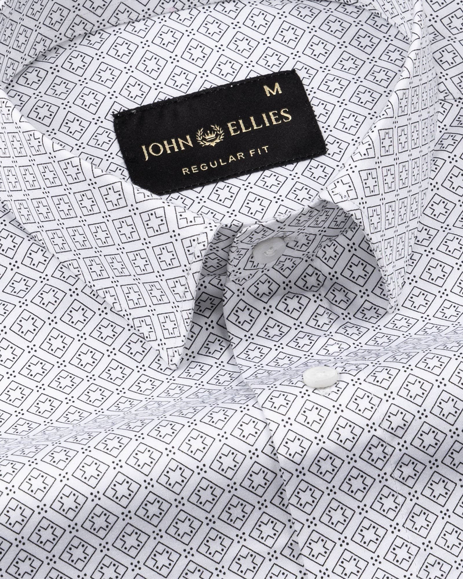 Alvin White Cotton Geometric Printed Shirt