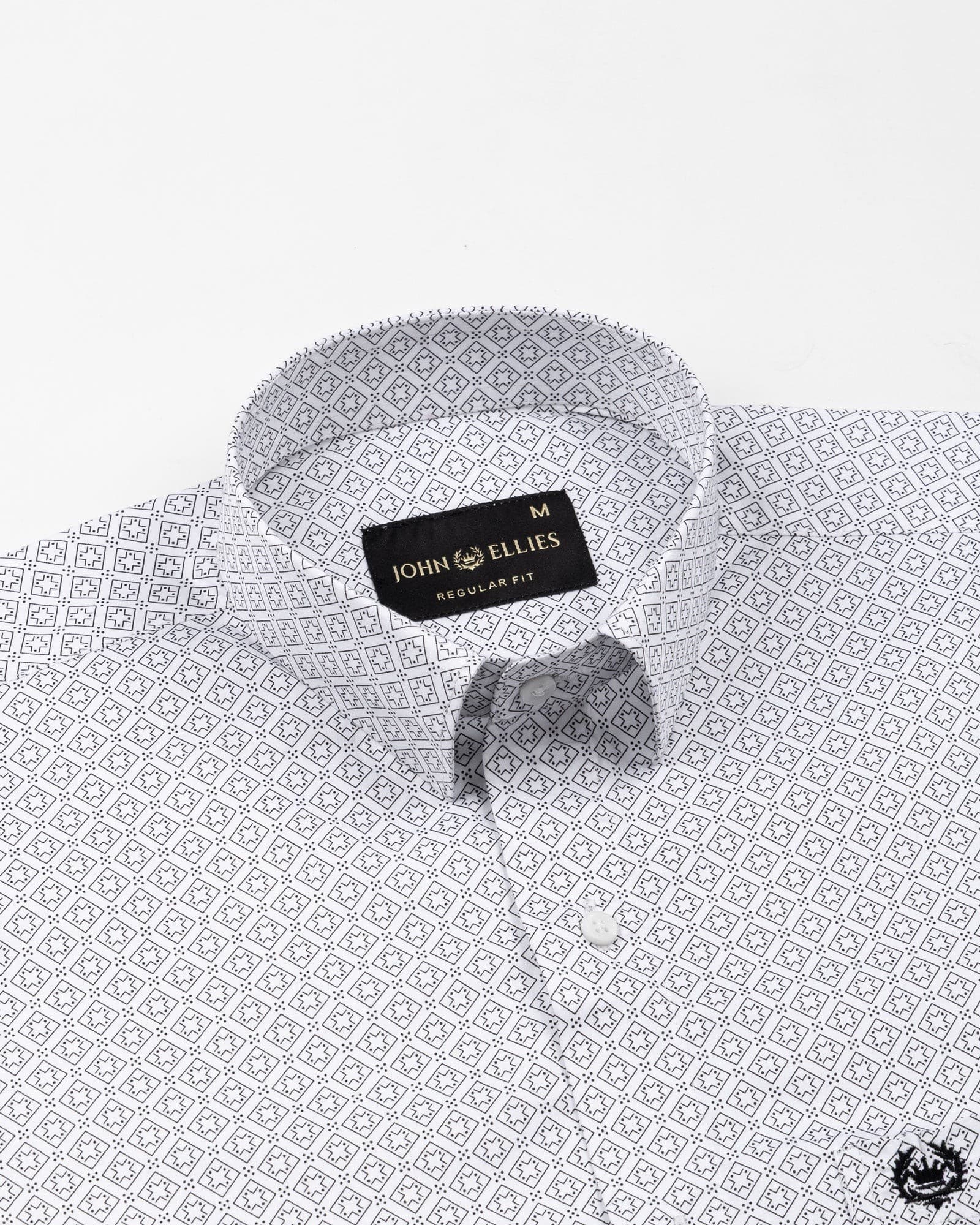 Alvin White Cotton Geometric Printed Shirt